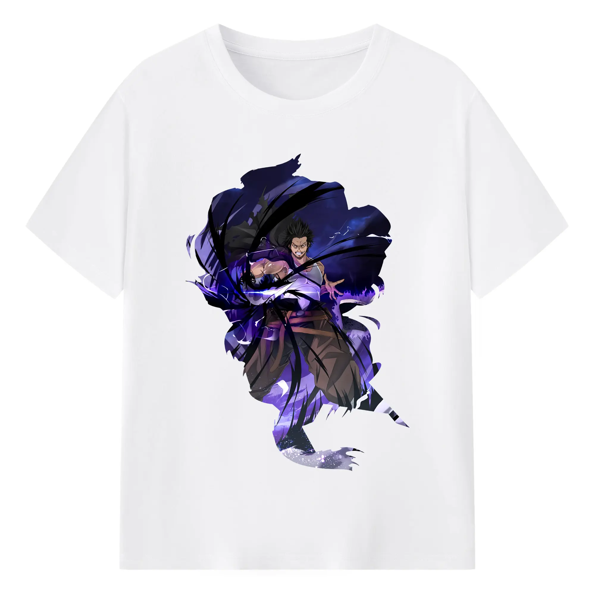 ブラッククローバー グッズ ヤミ・スケヒロ - 綿100％ 半袖Tシャツ ・ フロントプリント ・ 快適 通気性 ・ 日常使い 散歩 スポーツ用