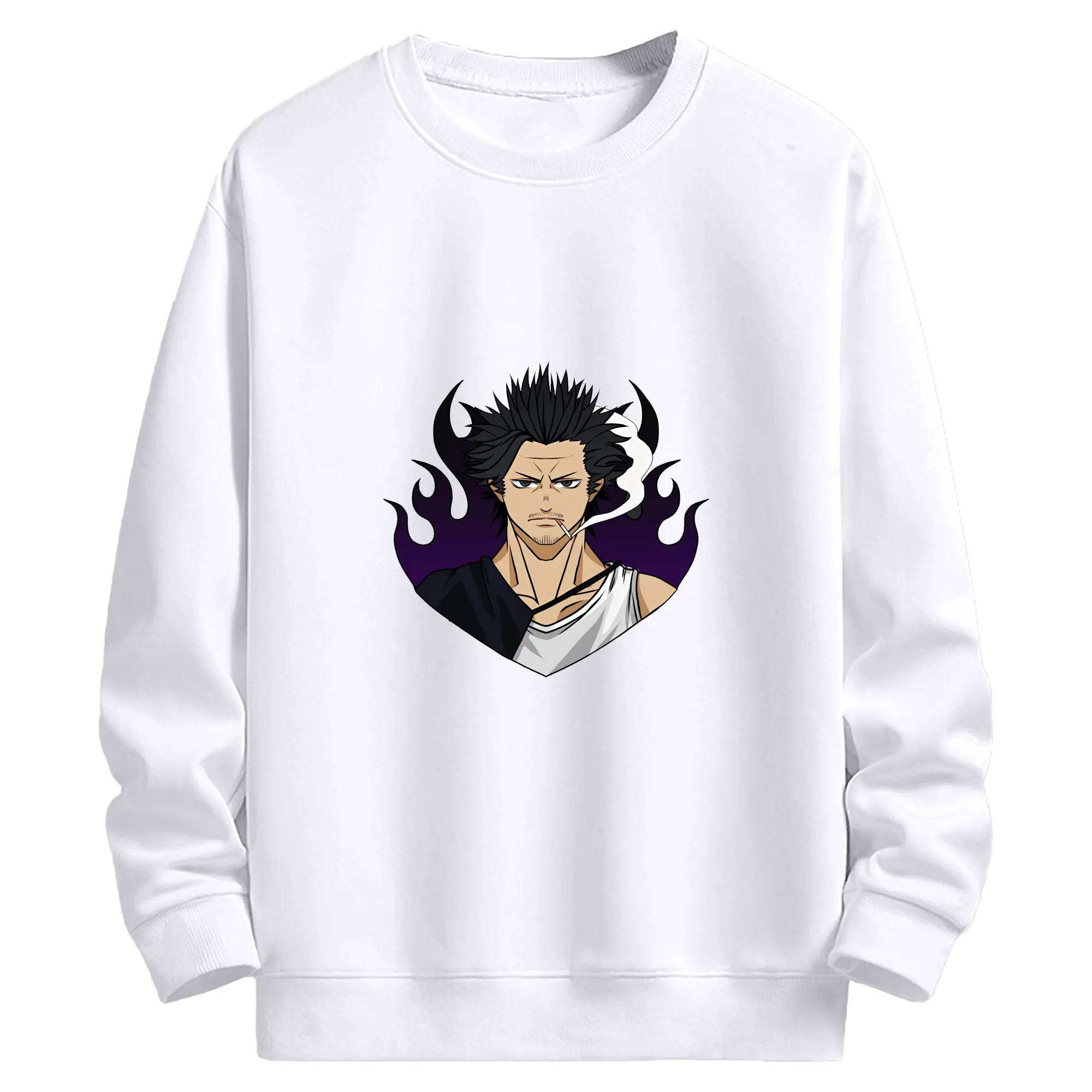 ブラッククローバー グッズ ヤミ・スケヒロ - 高品質 クルーネック スウェット ・ コットン59％ ポリエステル41％ ・ ユニセックス 長袖 トレーナー ・ カジュアル デイリー スポーツ 散歩用