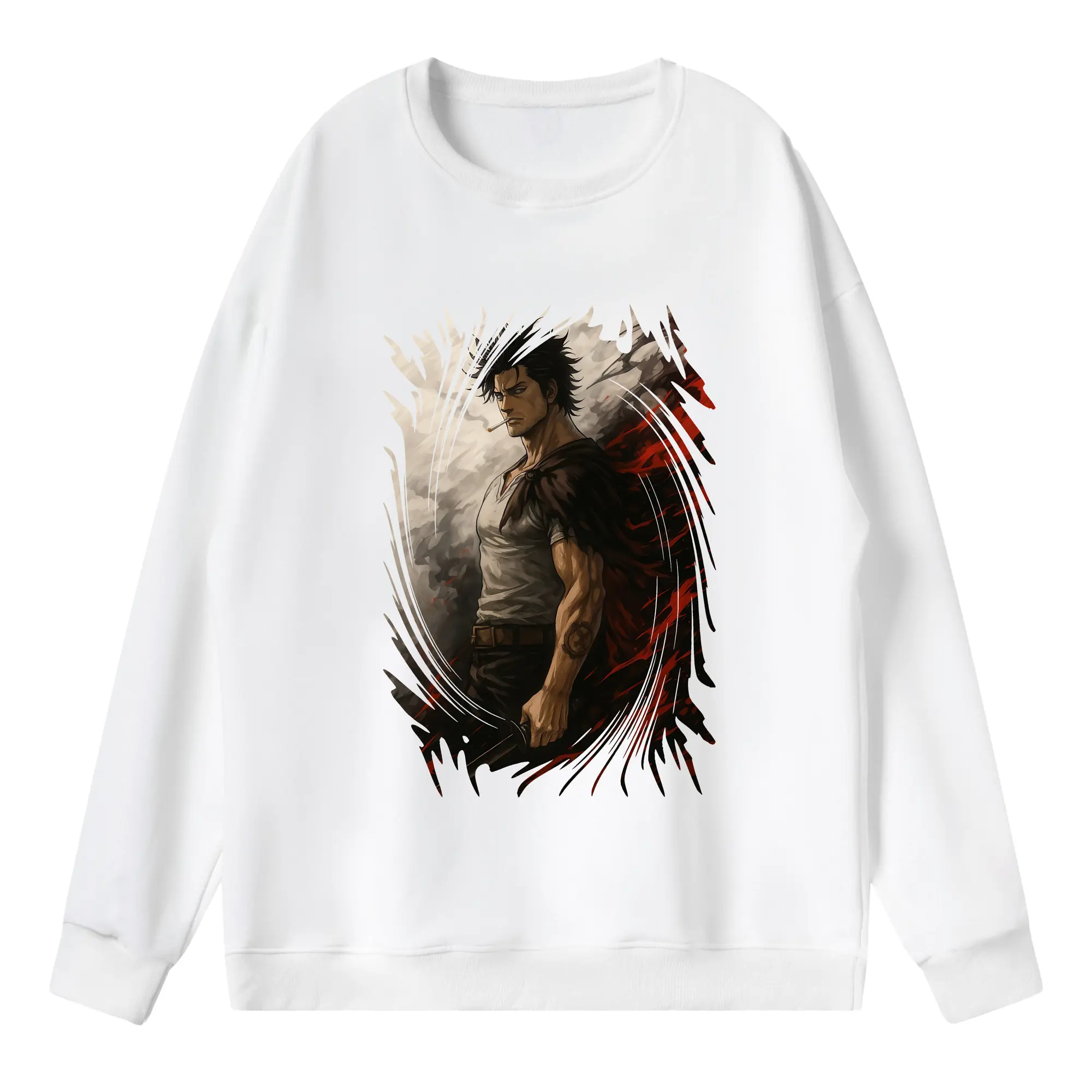 ブラッククローバー グッズ ヤミ・スケヒロ - 薄手 クルーネック スウェット 裏毛260g · ポリエステル 春秋向け カジュアル 男女兼用 · トレーナー デイリー スポーツ 散歩に最適