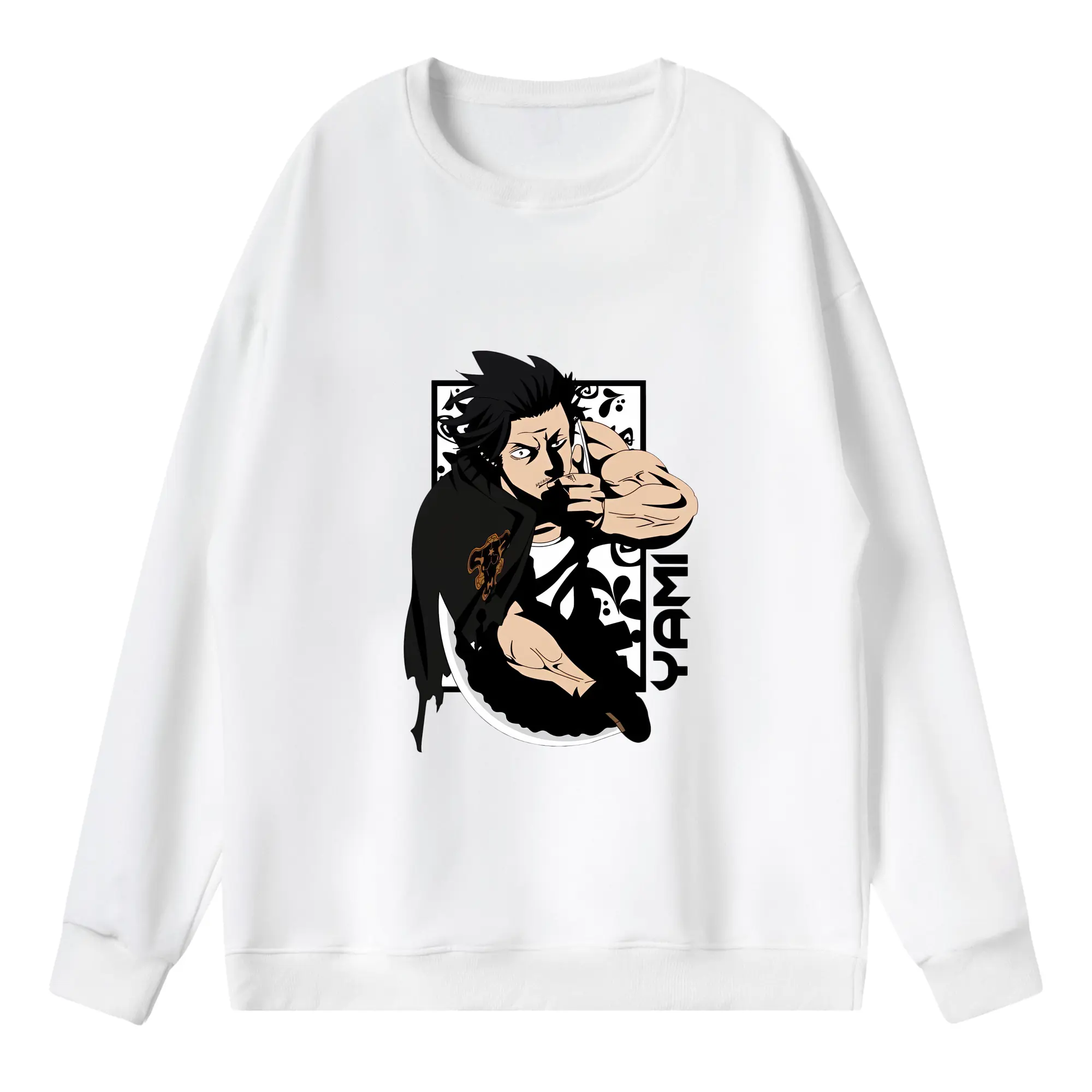 ブラッククローバー グッズ ヤミ・スケヒロ - 薄手 クルーネック スウェット 裏毛260g · ポリエステル 春秋向け カジュアル 男女兼用 · トレーナー デイリー スポーツ 散歩に最適