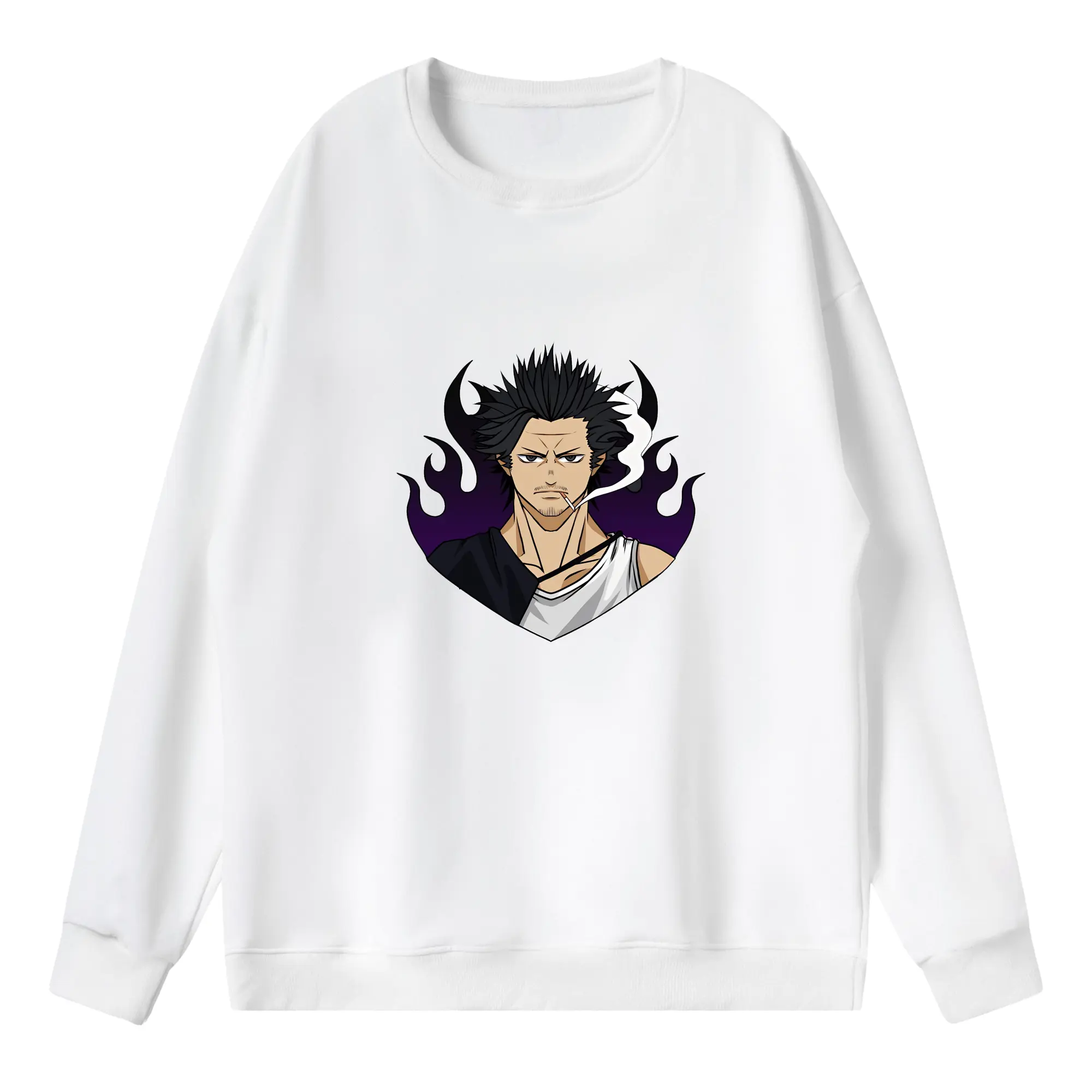 ブラッククローバー グッズ ヤミ・スケヒロ - 薄手 クルーネック スウェット 裏毛260g · ポリエステル 春秋向け カジュアル 男女兼用 · トレーナー デイリー スポーツ 散歩に最適