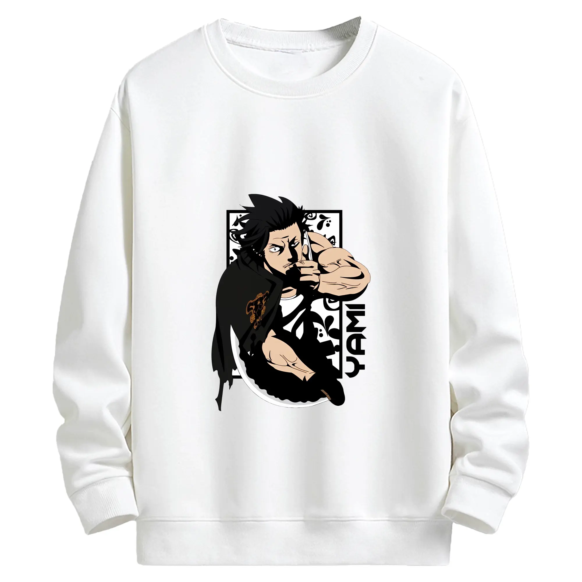 ブラッククローバー グッズ ヤミ・スケヒロ - キッズ クルーネックスウェットシャツ ・ フロントプリント ・ 綿80％ ポリエステル20％ ・ 快適 通学 スポーツ 日常使い お散歩用