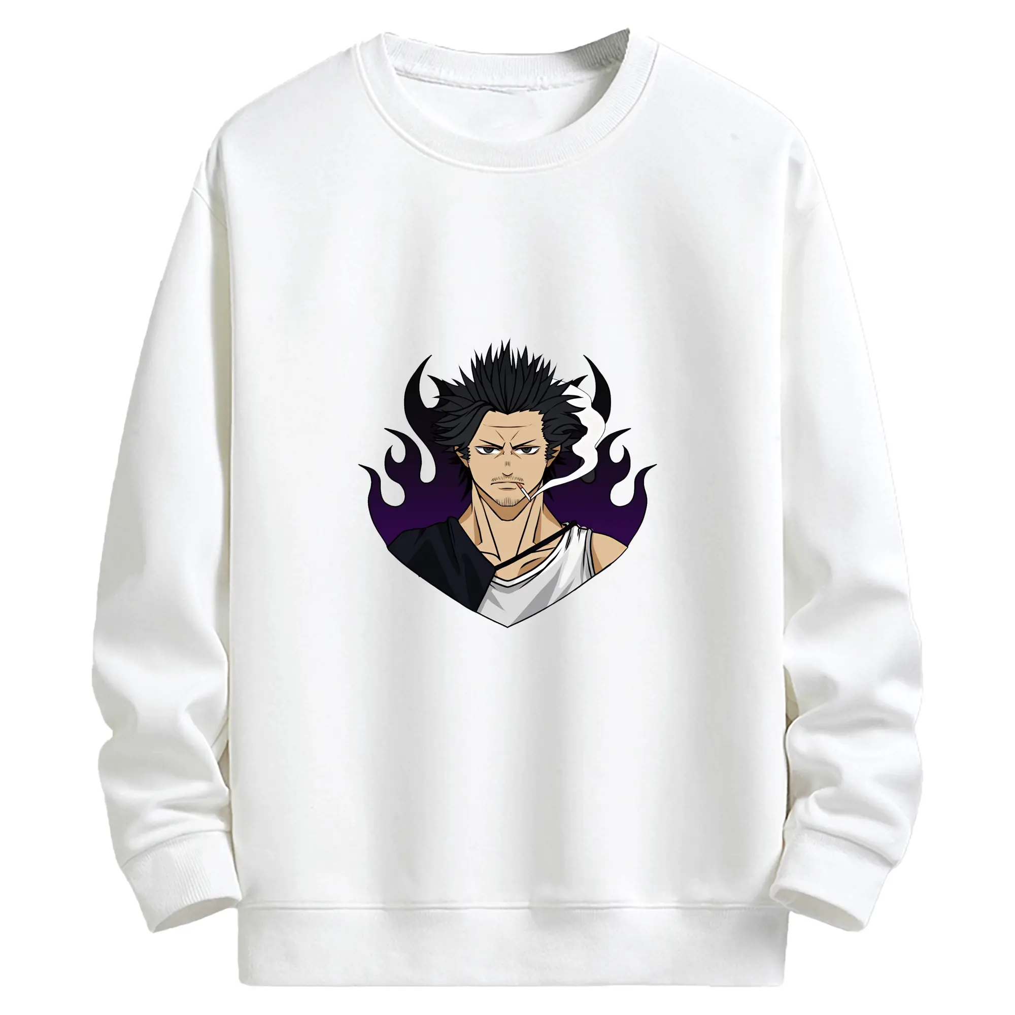 ブラッククローバー グッズ ヤミ・スケヒロ - キッズ クルーネックスウェットシャツ ・ フロントプリント ・ 綿80％ ポリエステル20％ ・ 快適 通学 スポーツ 日常使い お散歩用