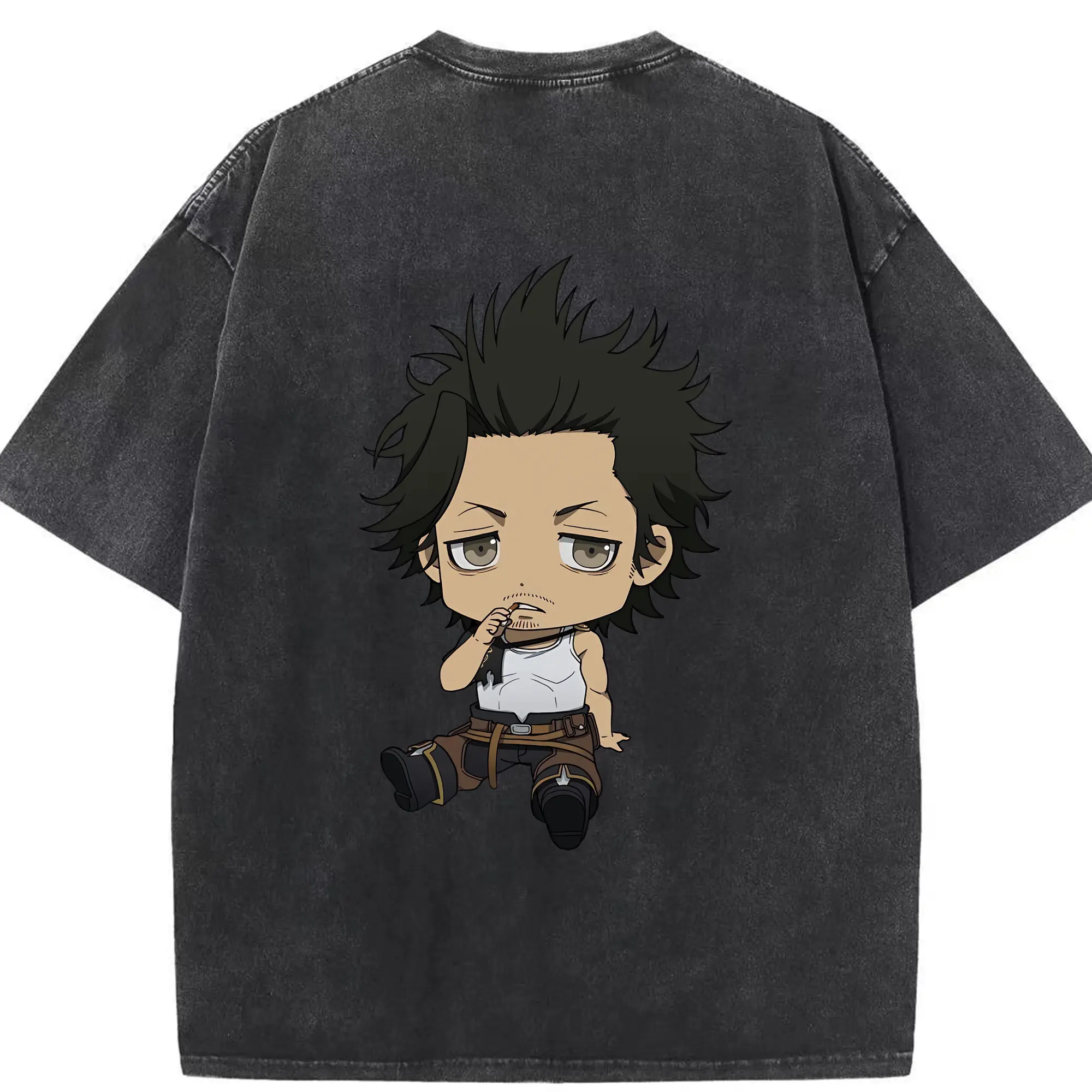 ブラッククローバー グッズ ヤミ・スケヒロ - 綿100％ ヴィンテージ風 半袖Tシャツ ・ 背面プリント ・ 柔らか肌触り ・ 通気性 快適 ・ スポーツ カジュアル 外出用