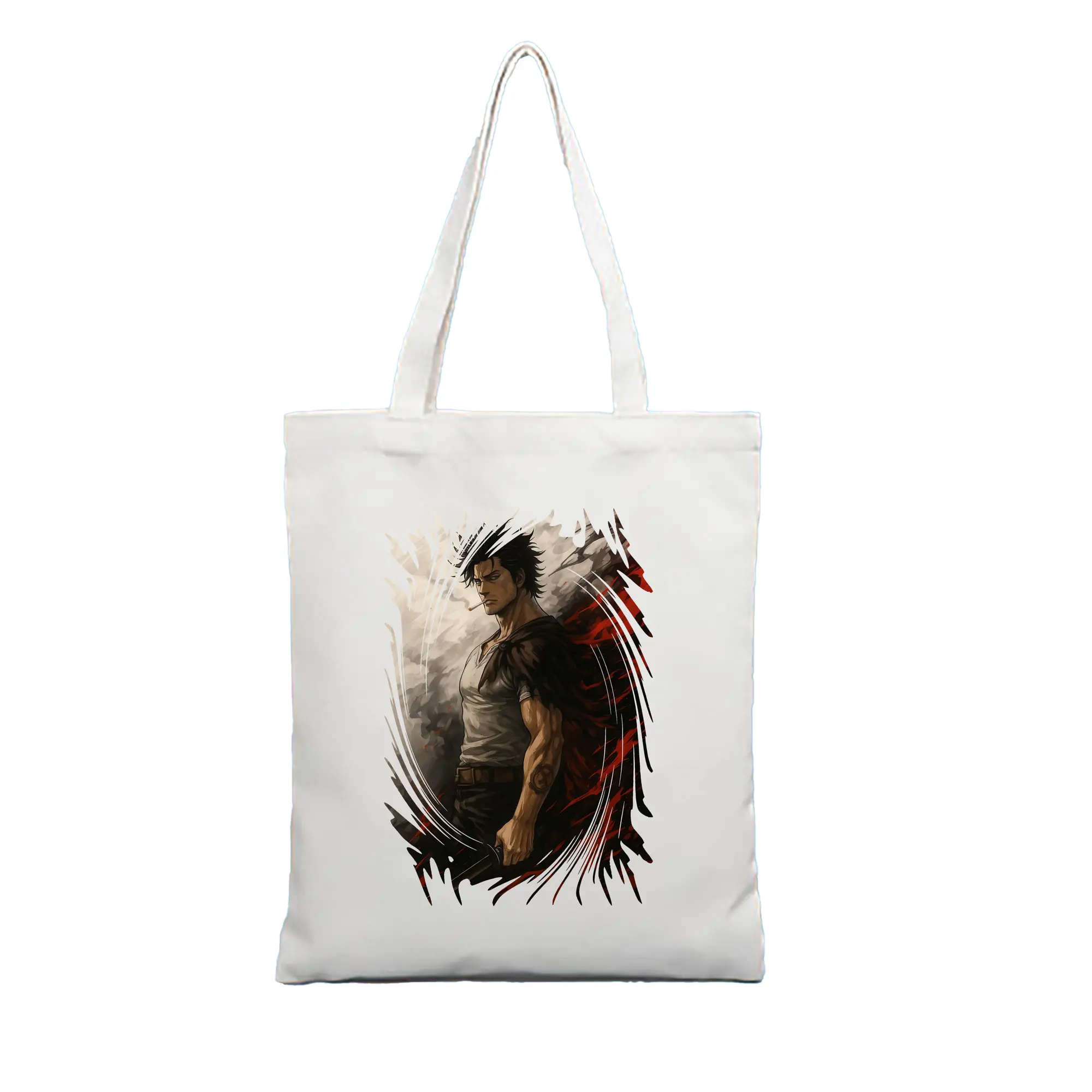 ブラッククローバー グッズ ヤミ・スケヒロ - 縦型キャンバス手提げバッグ（トートバッグ） ・ キャンバス素材 ・ ショッピング用 ・ 軽量 丈夫 お手入れ簡単