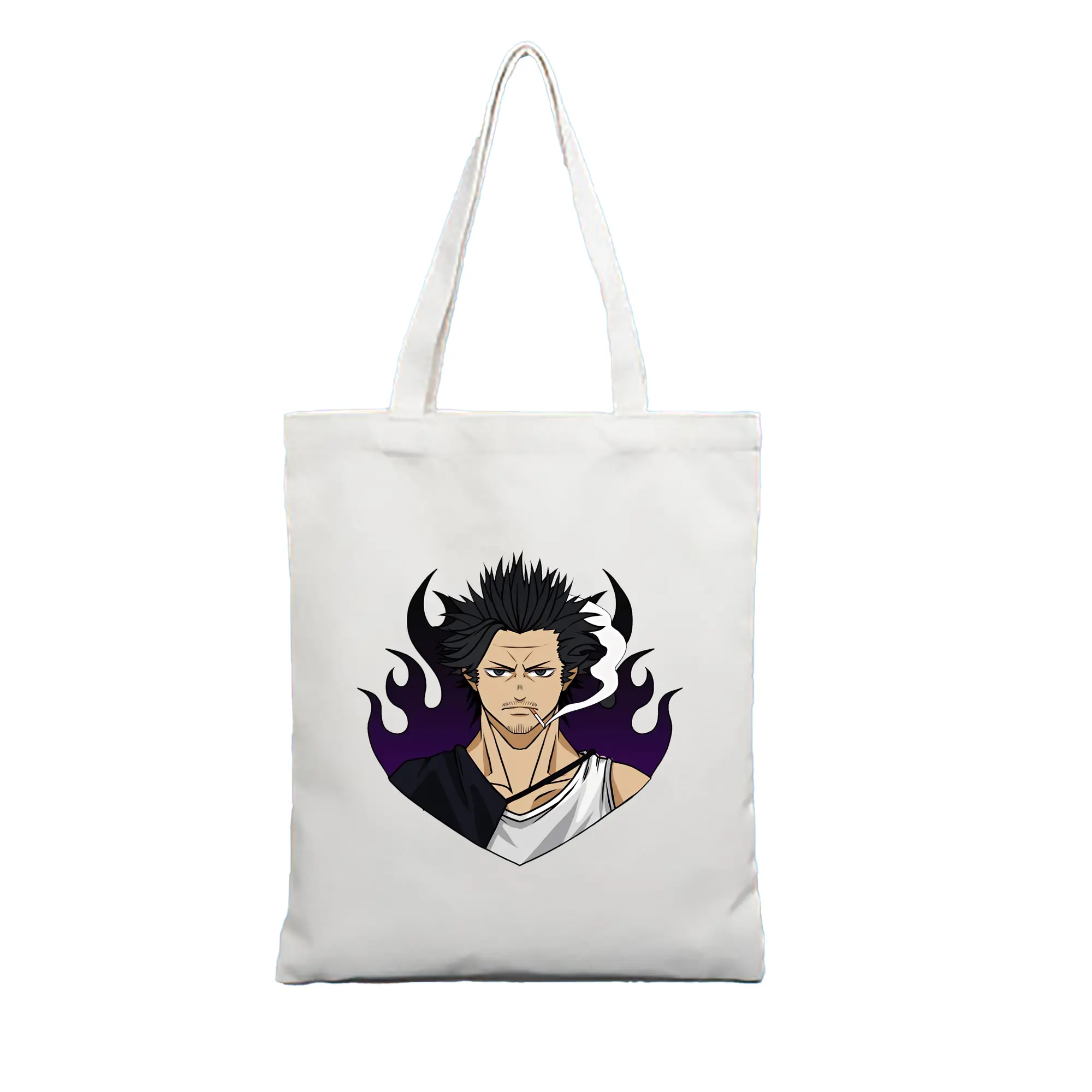 ブラッククローバー グッズ ヤミ・スケヒロ - 縦型キャンバス手提げバッグ（トートバッグ） ・ キャンバス素材 ・ ショッピング用 ・ 軽量 丈夫 お手入れ簡単