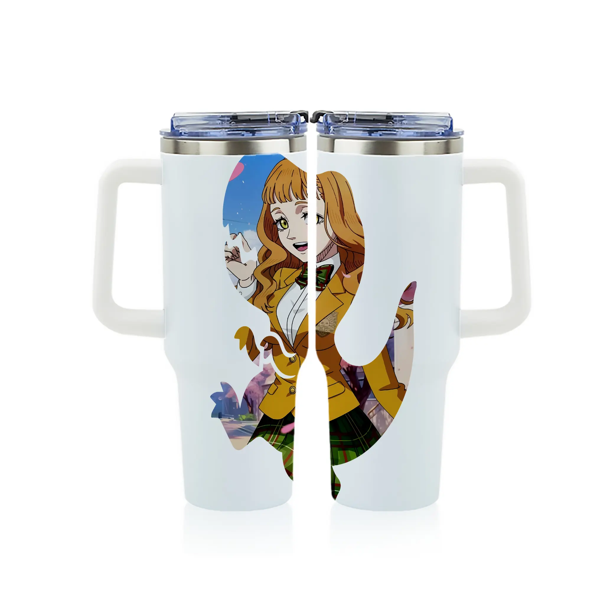 ブラッククローバー グッズ ミモザ・ヴァーミリオン - 1200mL フルプリント車用タンブラー ・ 304ステンレス 内側 ・ 201ステンレス 外側 ・ 保温 保冷 ・ 通勤 ドライブ アウトドア用