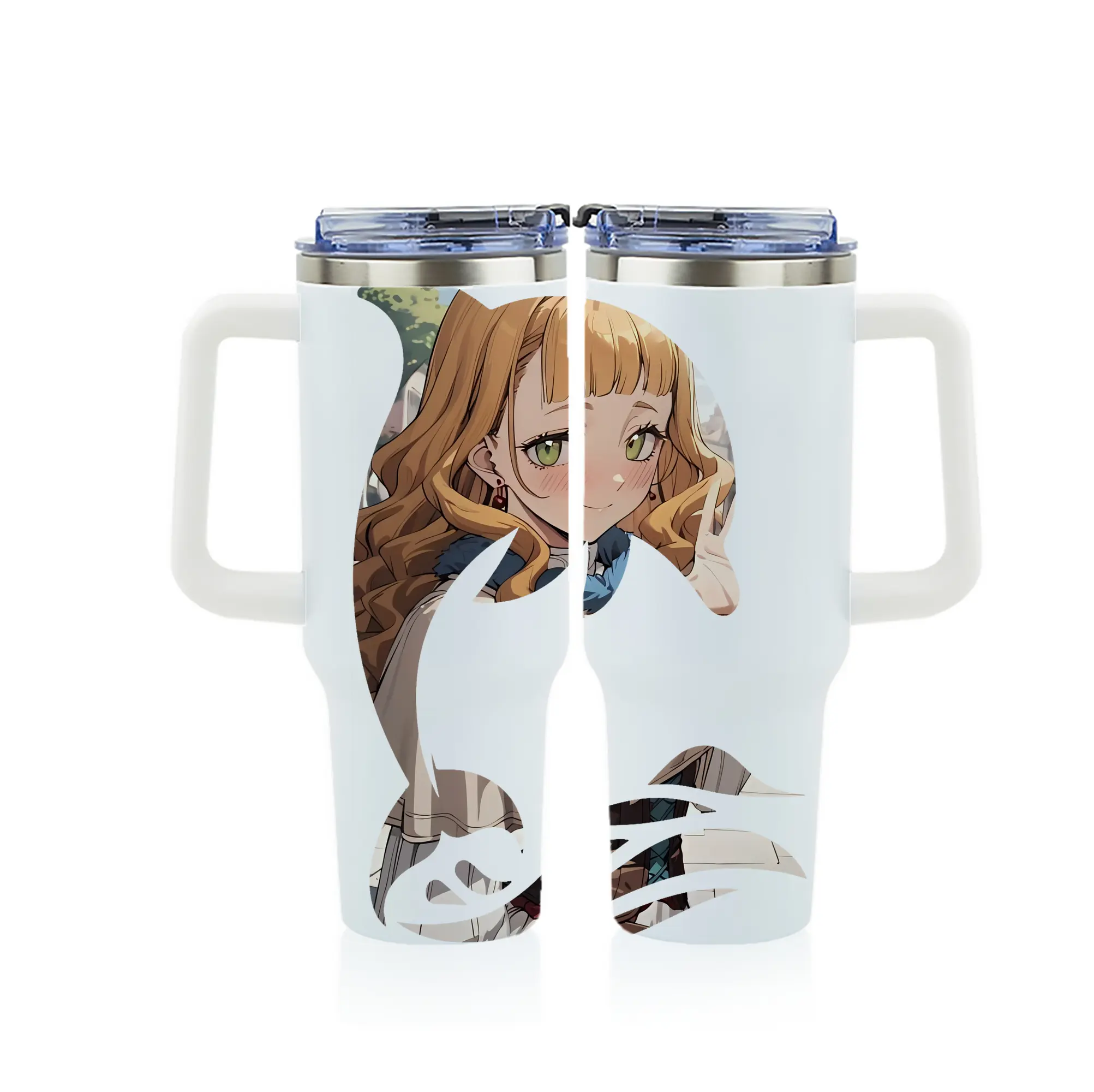 ブラッククローバー グッズ ミモザ・ヴァーミリオン - 1200mL フルプリント車用タンブラー ・ 304ステンレス 内側 ・ 201ステンレス 外側 ・ 保温 保冷 ・ 通勤 ドライブ アウトドア用