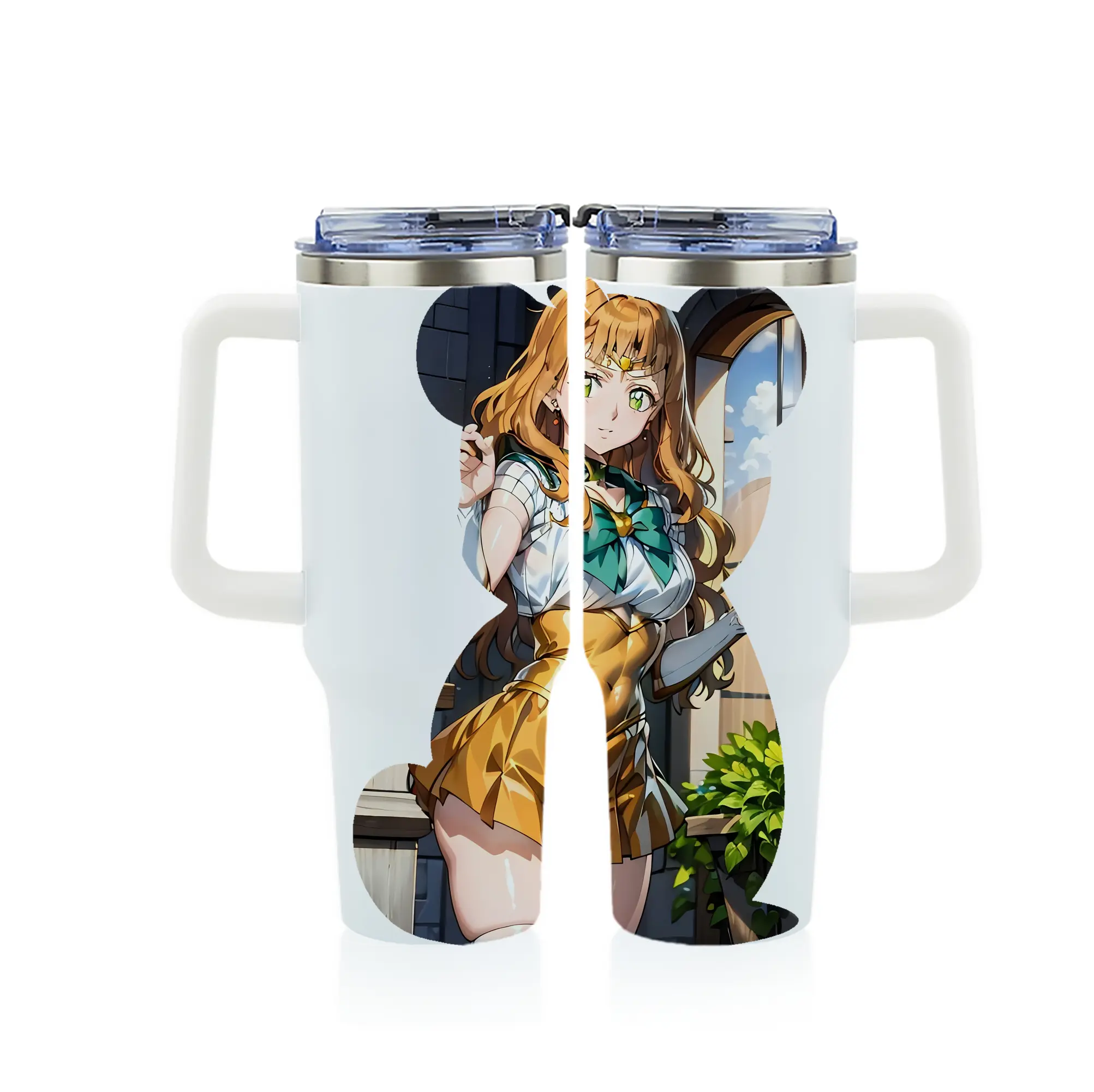 ブラッククローバー グッズ ミモザ・ヴァーミリオン - 1200mL フルプリント車用タンブラー ・ 304ステンレス 内側 ・ 201ステンレス 外側 ・ 保温 保冷 ・ 通勤 ドライブ アウトドア用