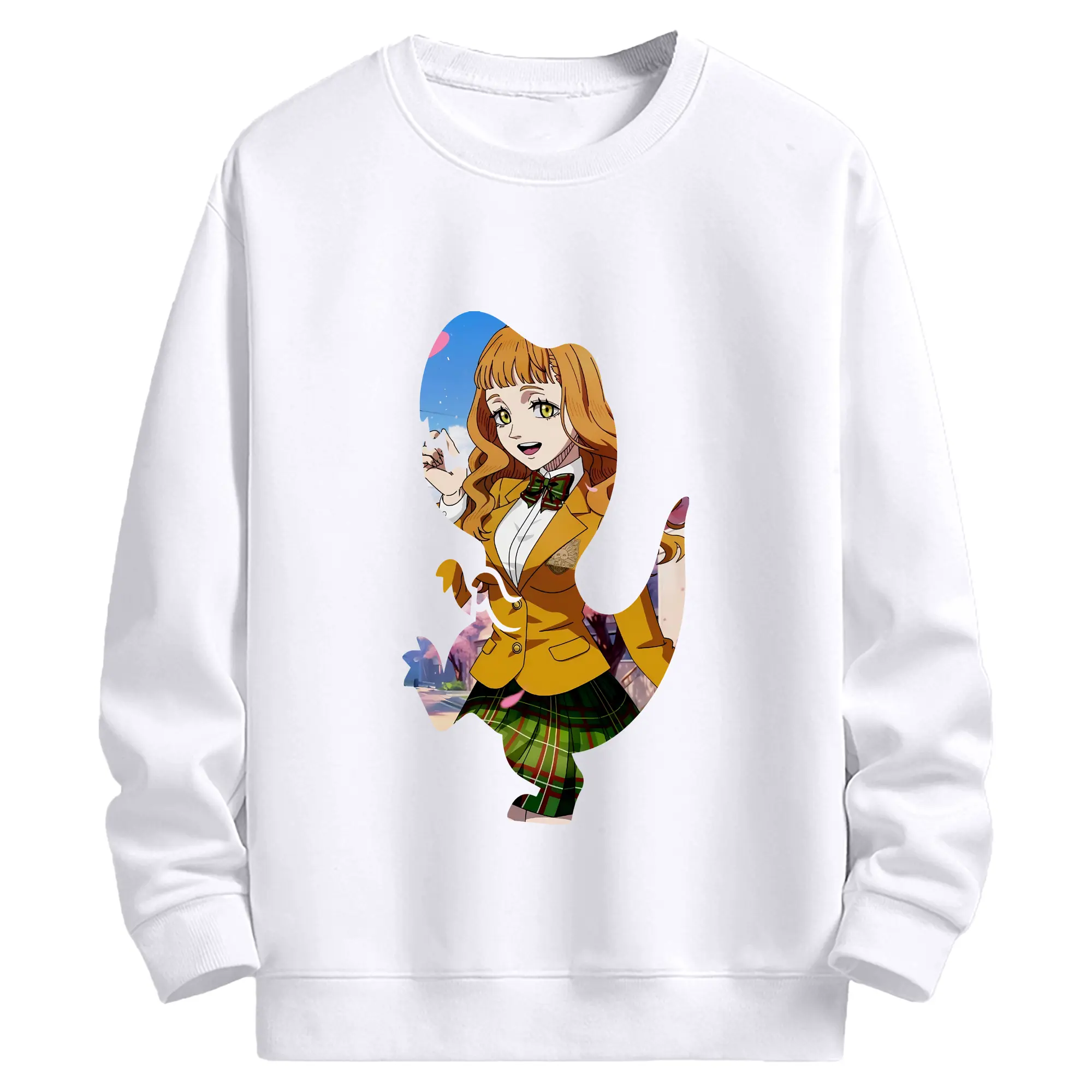 ブラッククローバー グッズ ミモザ・ヴァーミリオン - 高品質 クルーネック スウェット ・ コットン59％ ポリエステル41％ ・ ユニセックス 長袖 トレーナー ・ カジュアル デイリー スポーツ 散歩用