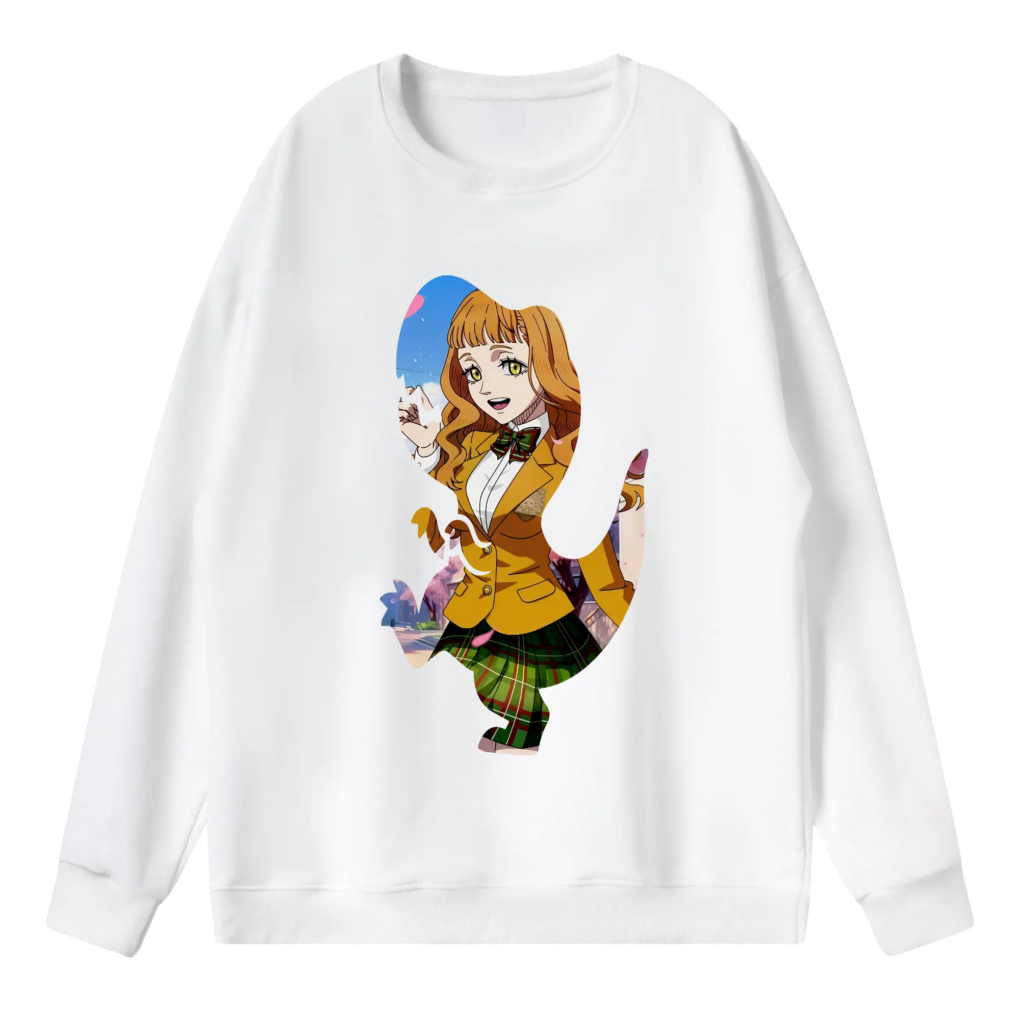 ブラッククローバー グッズ ミモザ・ヴァーミリオン - 薄手 クルーネック スウェット 裏毛260g · ポリエステル 春秋向け カジュアル 男女兼用 · トレーナー デイリー スポーツ 散歩に最適