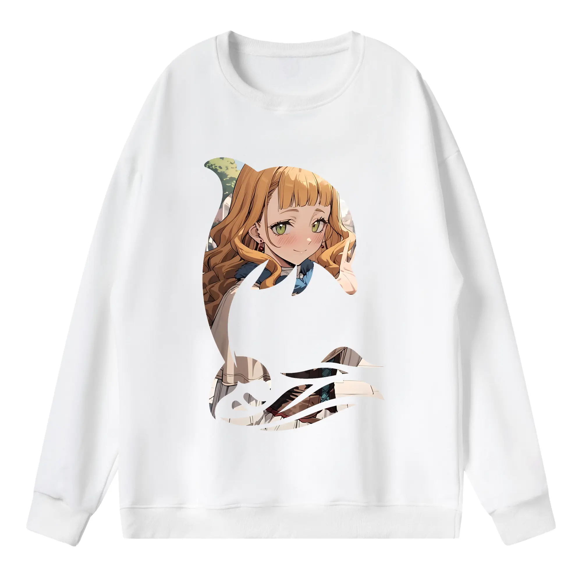 ブラッククローバー グッズ ミモザ・ヴァーミリオン - 薄手 クルーネック スウェット 裏毛260g · ポリエステル 春秋向け カジュアル 男女兼用 · トレーナー デイリー スポーツ 散歩に最適