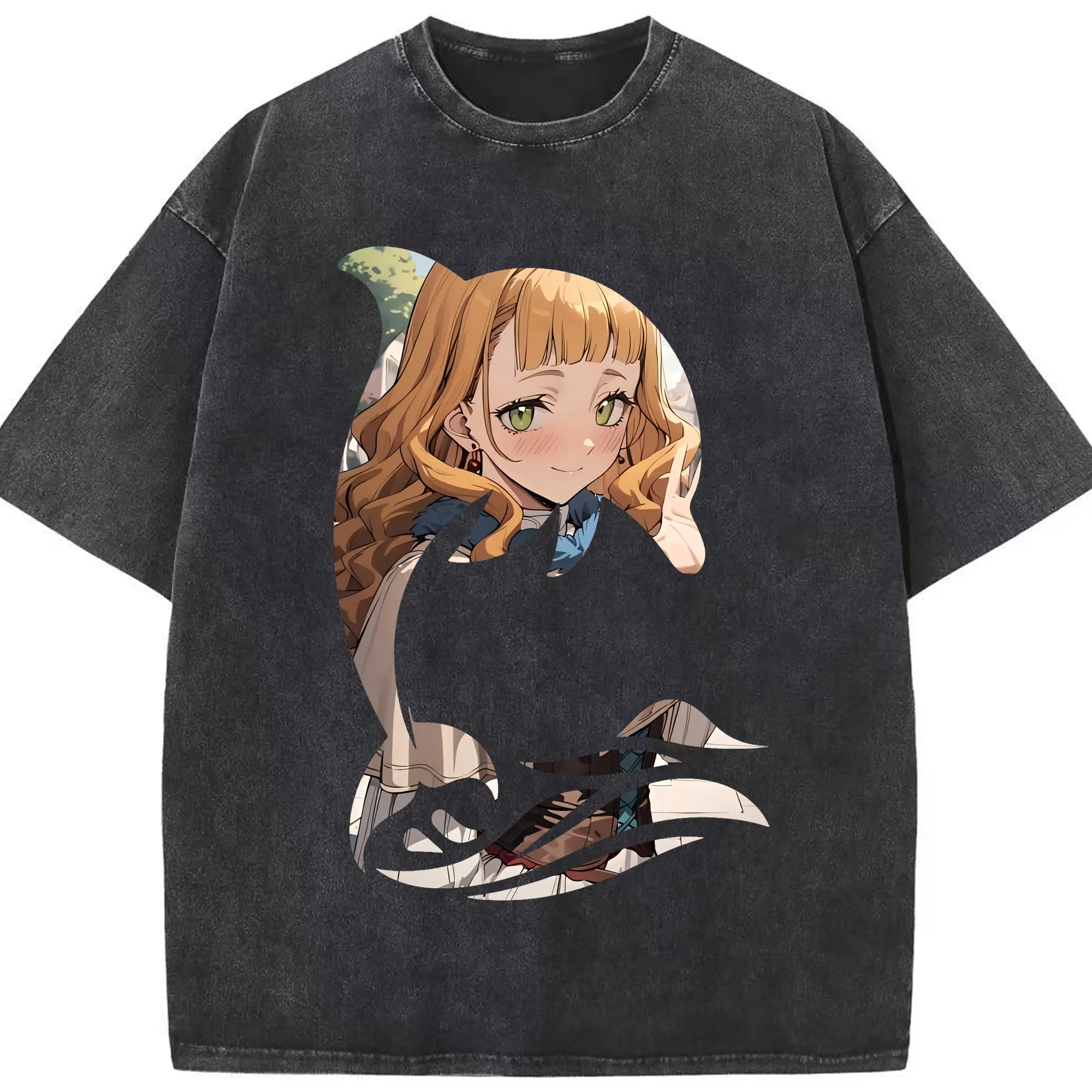 ブラッククローバー グッズ ミモザ・ヴァーミリオン - 綿100％ ヴィンテージ風 半袖Tシャツ ・ フロントプリント ・ 柔らか肌触り ・ 通気性 快適 ・ スポーツ カジュアル 外出用