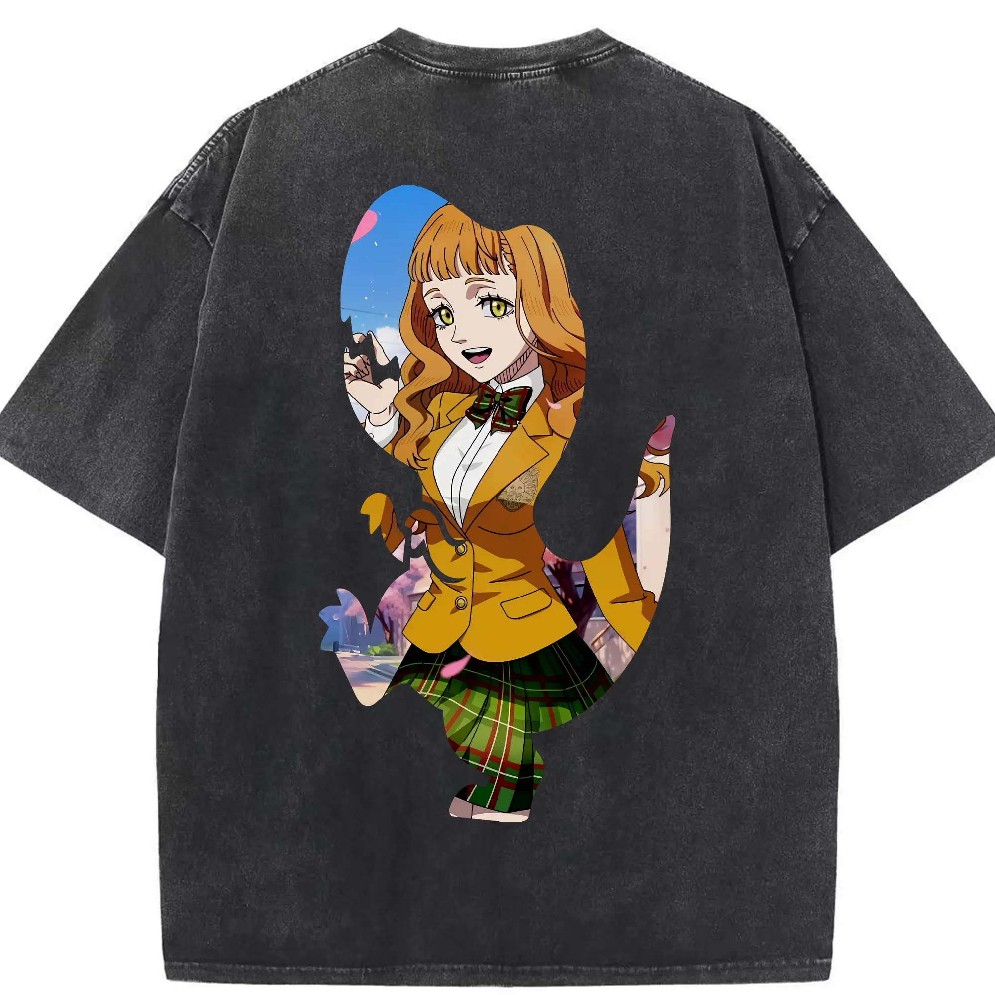 ブラッククローバー グッズ ミモザ・ヴァーミリオン - 綿100％ ヴィンテージ風 半袖Tシャツ ・ 背面プリント ・ 柔らか肌触り ・ 通気性 快適 ・ スポーツ カジュアル 外出用