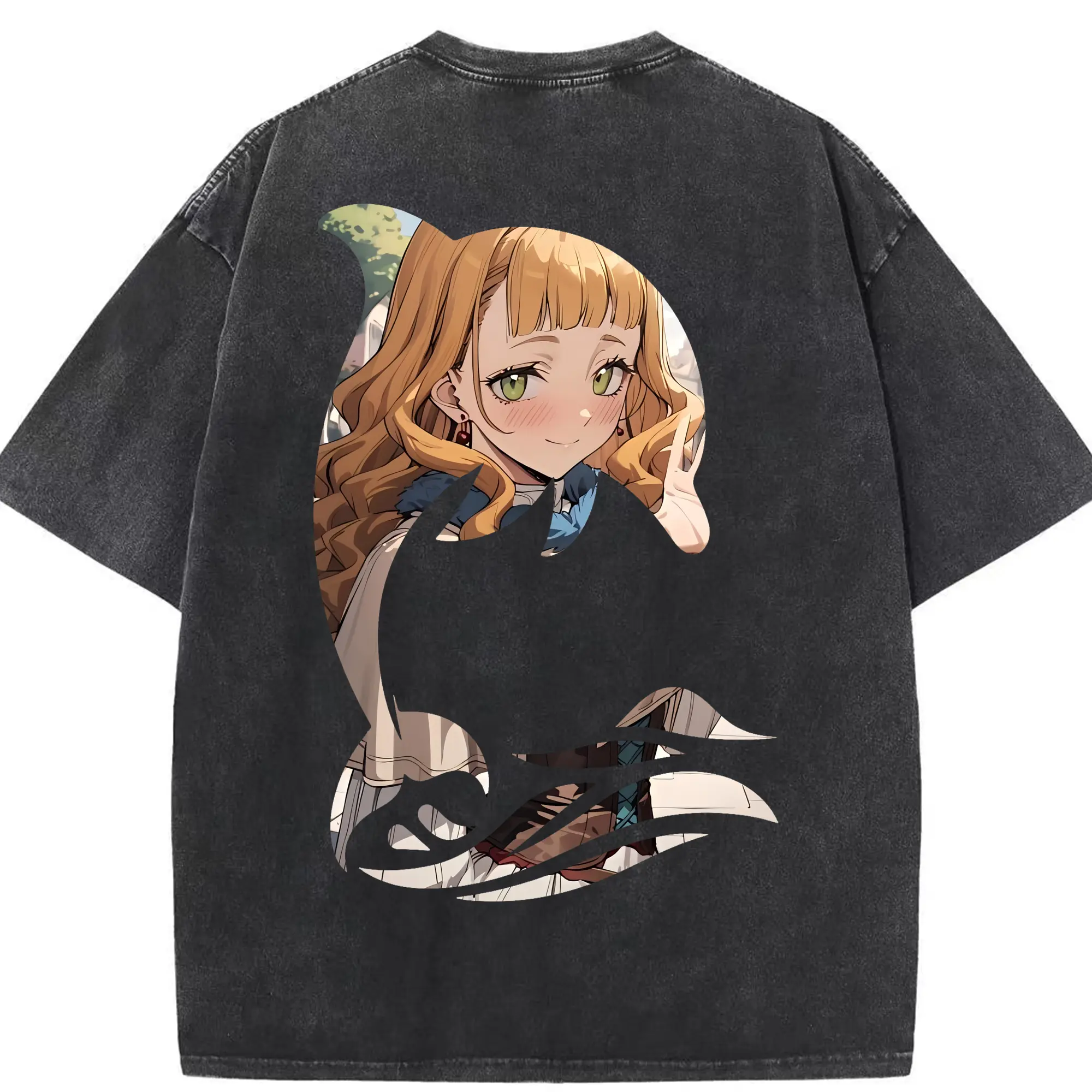 ブラッククローバー グッズ ミモザ・ヴァーミリオン - 綿100％ ヴィンテージ風 半袖Tシャツ ・ 背面プリント ・ 柔らか肌触り ・ 通気性 快適 ・ スポーツ カジュアル 外出用