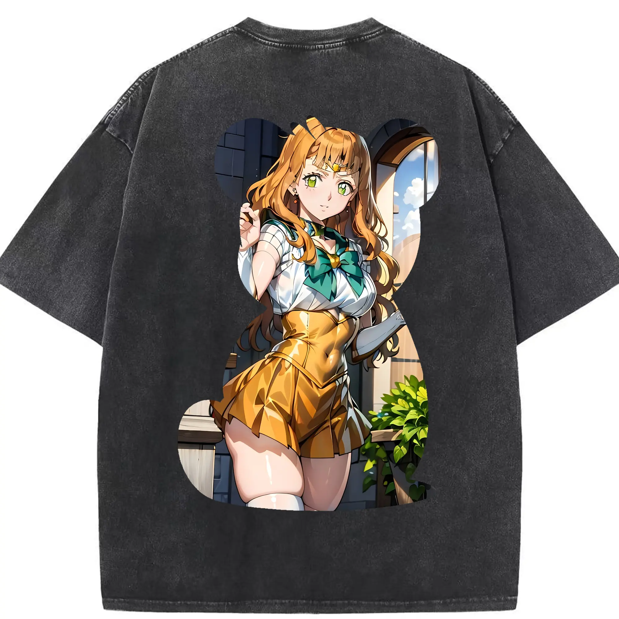 ブラッククローバー グッズ ミモザ・ヴァーミリオン - 綿100％ ヴィンテージ風 半袖Tシャツ ・ 背面プリント ・ 柔らか肌触り ・ 通気性 快適 ・ スポーツ カジュアル 外出用