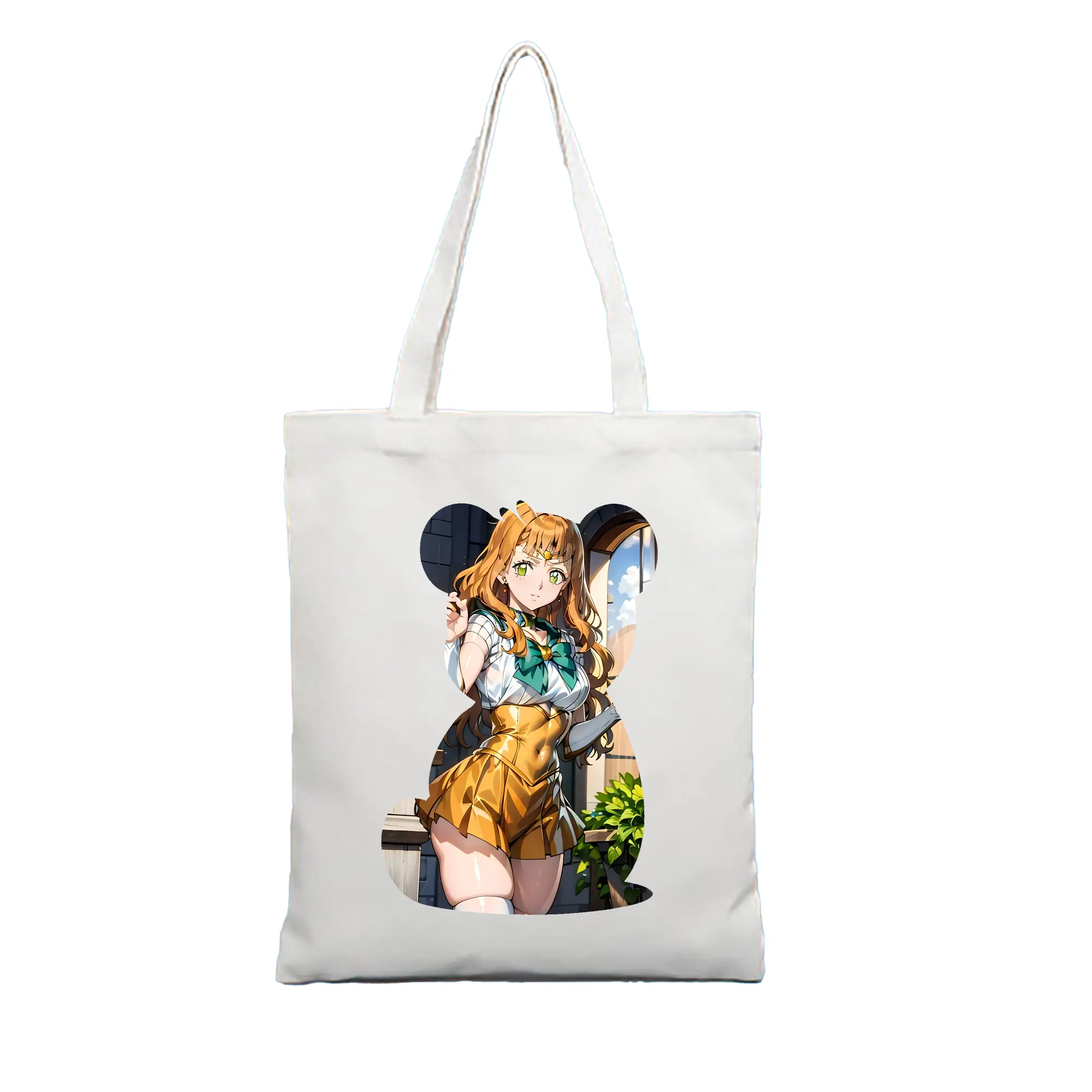 ブラッククローバー グッズ ミモザ・ヴァーミリオン - 縦型キャンバス手提げバッグ（トートバッグ） ・ キャンバス素材 ・ ショッピング用 ・ 軽量 丈夫 お手入れ簡単