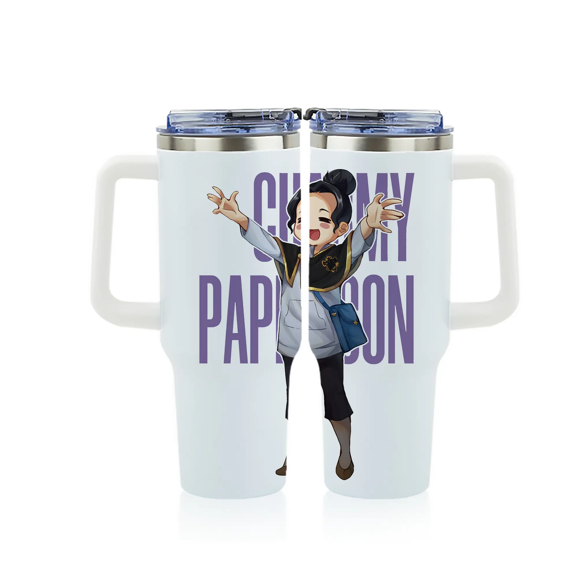 ブラッククローバー グッズ チャーミー・パピットソン - 1200mL フルプリント車用タンブラー ・ 304ステンレス 内側 ・ 201ステンレス 外側 ・ 保温 保冷 ・ 通勤 ドライブ アウトドア用