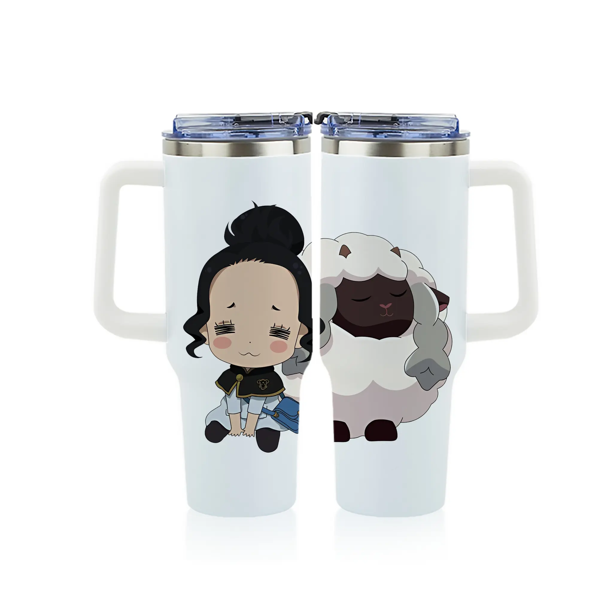 ブラッククローバー グッズ チャーミー・パピットソン - 1200mL フルプリント車用タンブラー ・ 304ステンレス 内側 ・ 201ステンレス 外側 ・ 保温 保冷 ・ 通勤 ドライブ アウトドア用