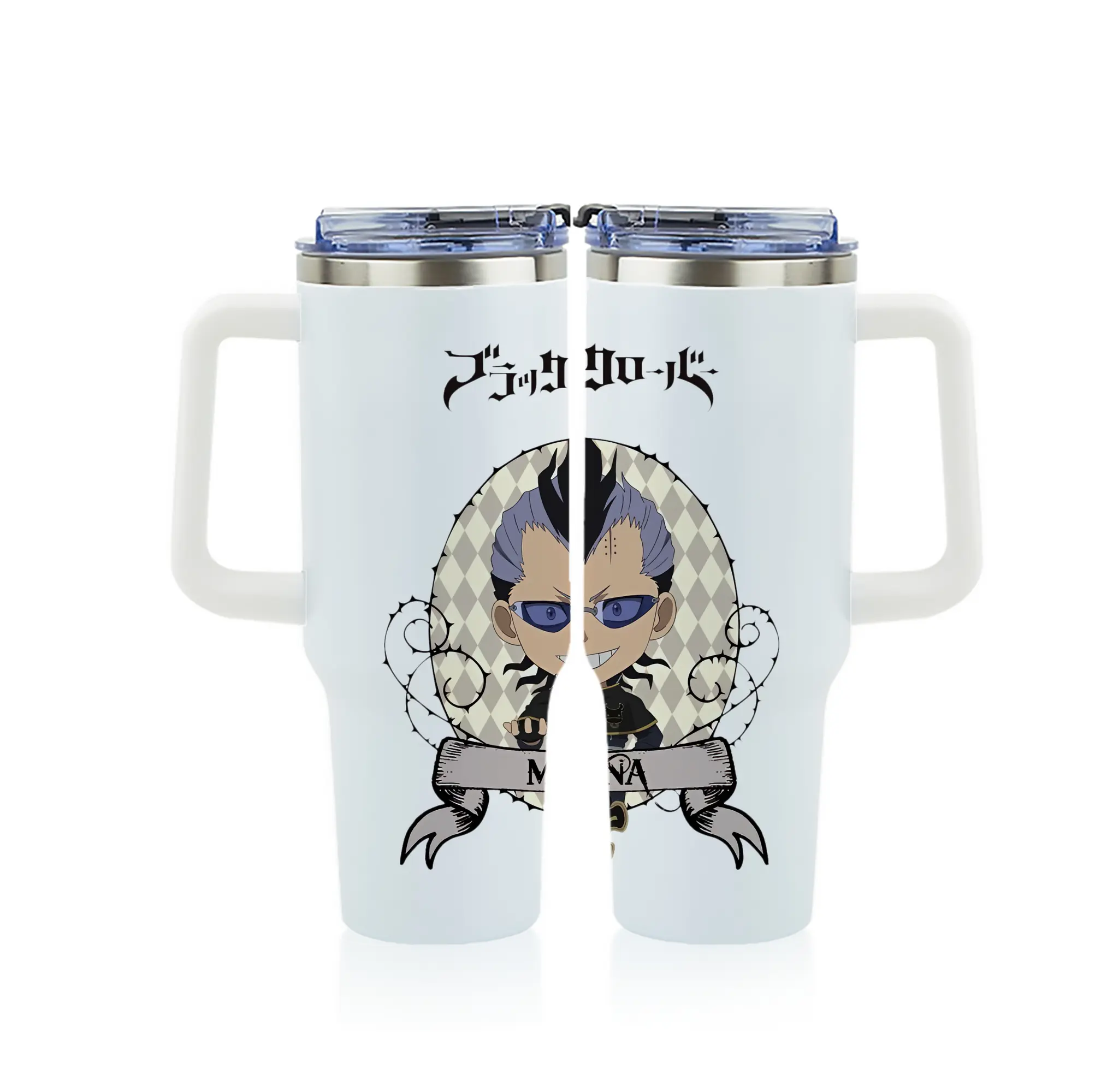 ブラッククローバー グッズ マグナ・スウィング - 1200mL フルプリント車用タンブラー ・ 304ステンレス 内側 ・ 201ステンレス 外側 ・ 保温 保冷 ・ 通勤 ドライブ アウトドア用