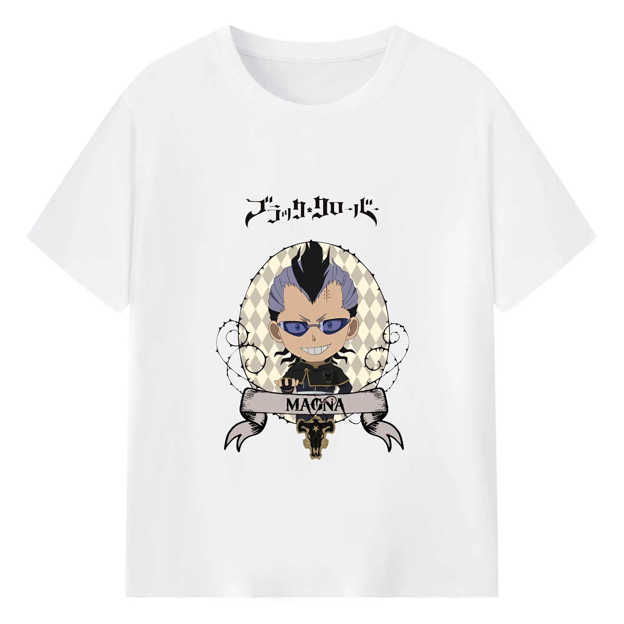 ブラッククローバー グッズ マグナ・スウィング - 綿100％ 半袖Tシャツ ・ フロントプリント ・ 快適 通気性 ・ 日常使い 散歩 スポーツ用