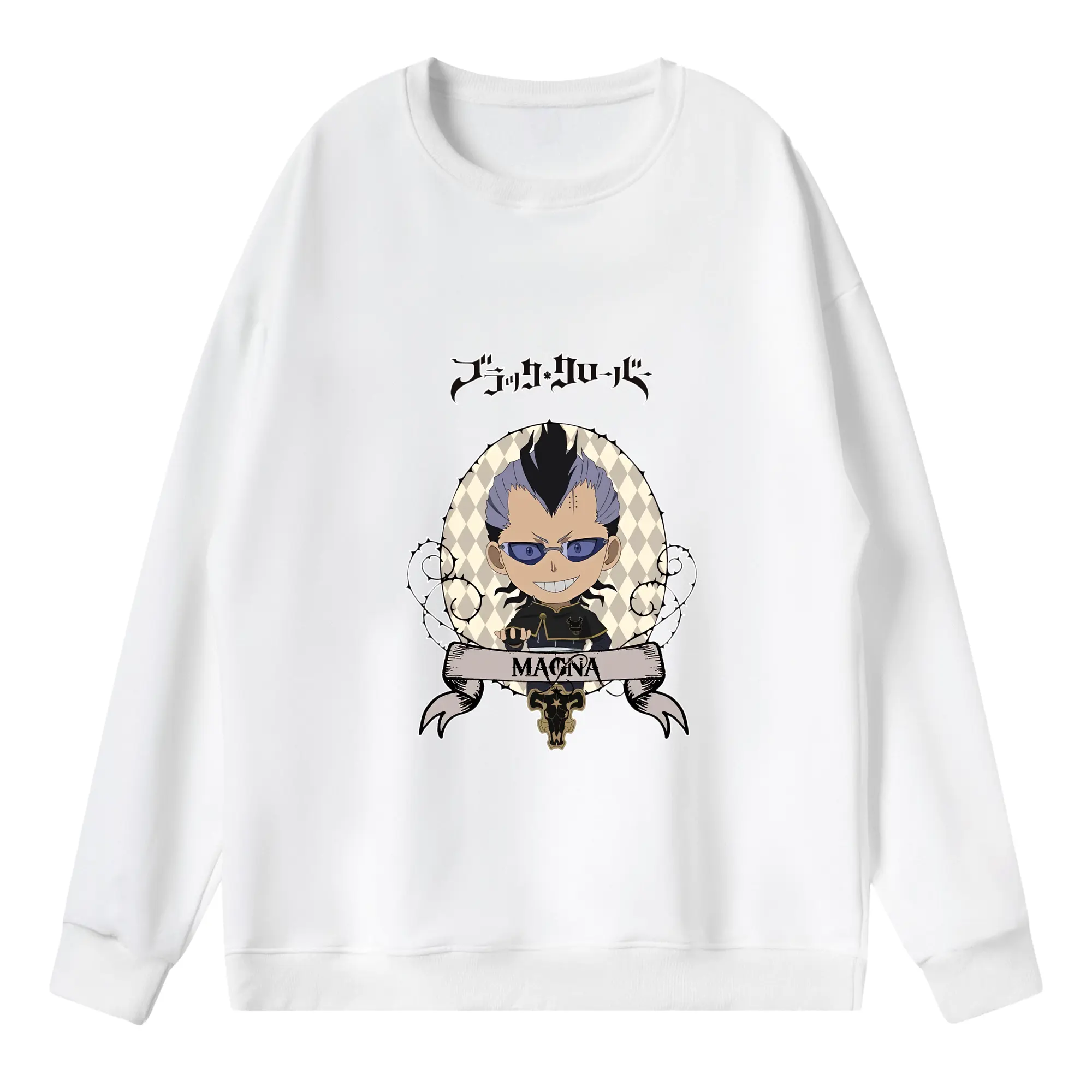 ブラッククローバー グッズ マグナ・スウィング - 薄手 クルーネック スウェット 裏毛260g · ポリエステル 春秋向け カジュアル 男女兼用 · トレーナー デイリー スポーツ 散歩に最適