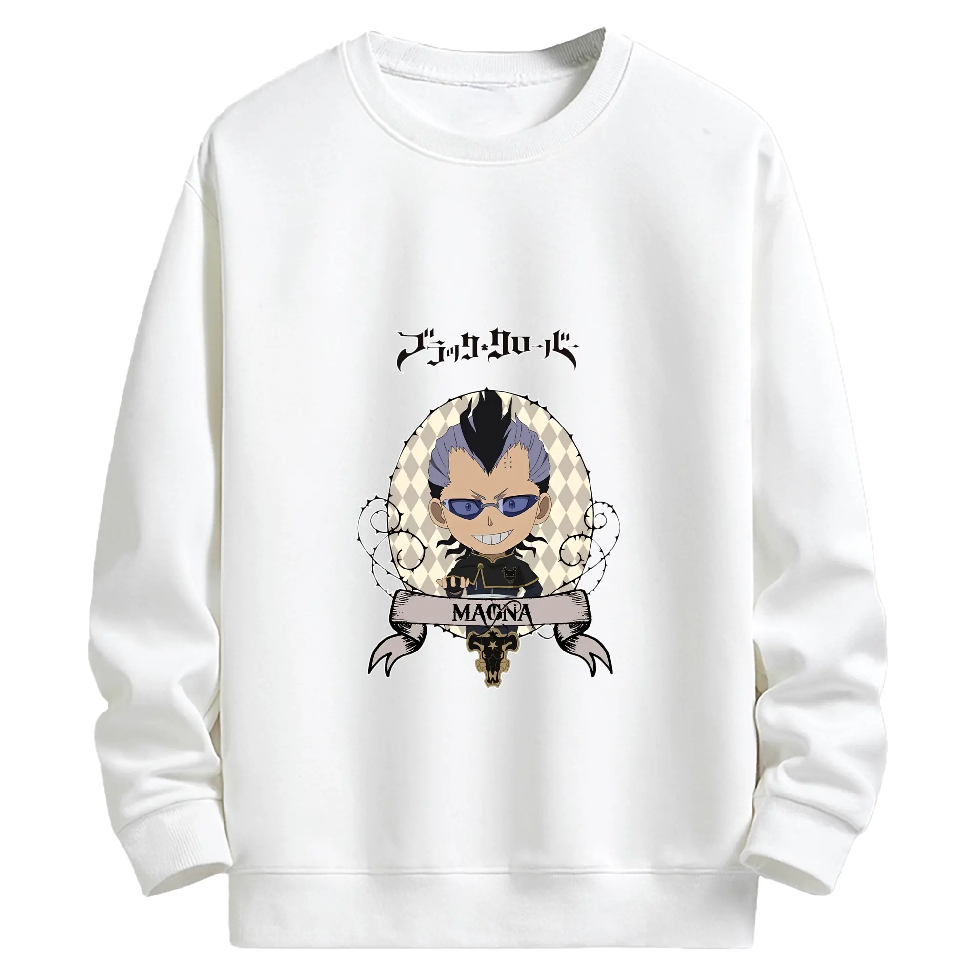 ブラッククローバー グッズ マグナ・スウィング - キッズ クルーネックスウェットシャツ ・ フロントプリント ・ 綿80％ ポリエステル20％ ・ 快適 通学 スポーツ 日常使い お散歩用