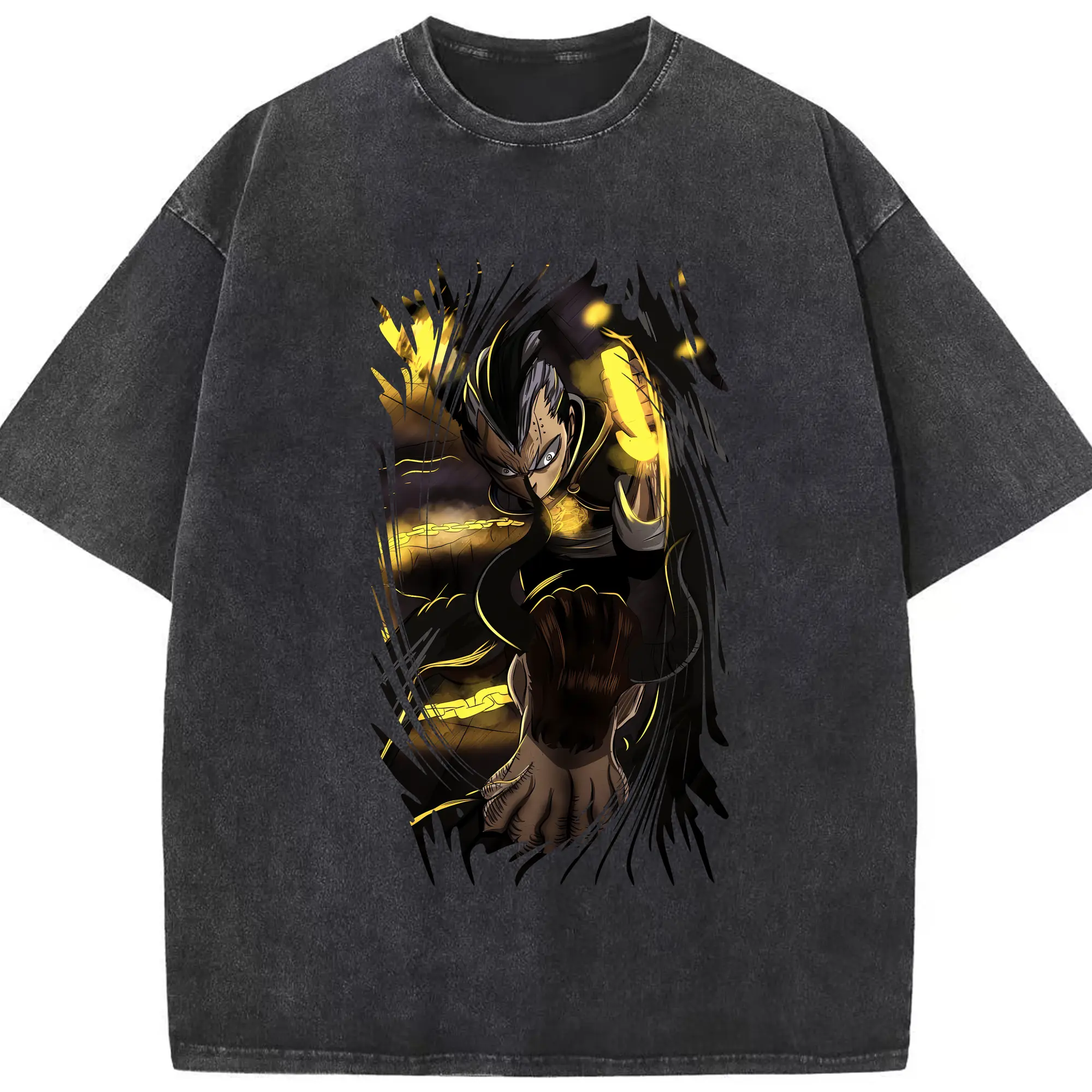 ブラッククローバー グッズ マグナ・スウィング - 綿100％ ヴィンテージ風 半袖Tシャツ ・ フロントプリント ・ 柔らか肌触り ・ 通気性 快適 ・ スポーツ カジュアル 外出用