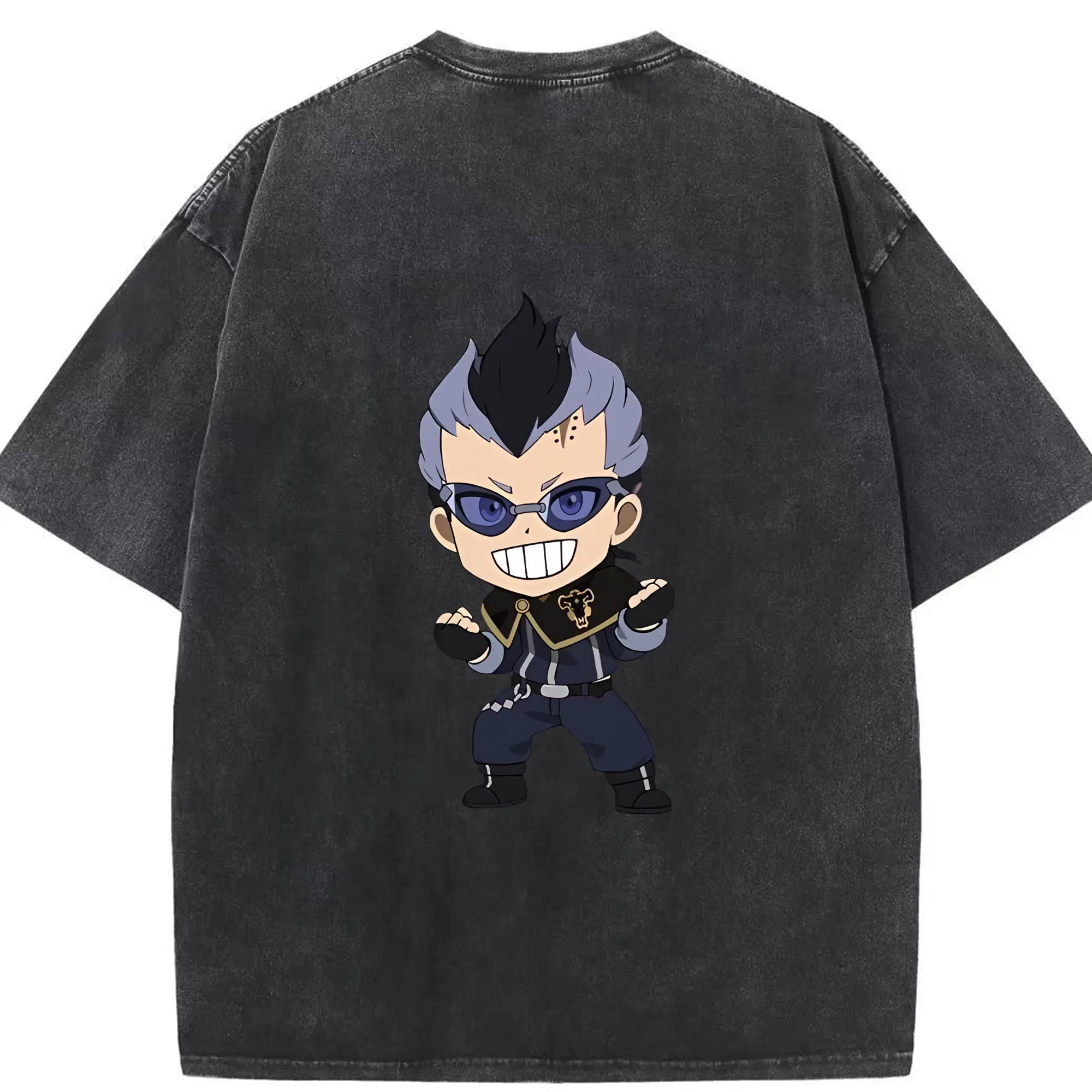 ブラッククローバー グッズ マグナ・スウィング - 綿100％ ヴィンテージ風 半袖Tシャツ ・ 背面プリント ・ 柔らか肌触り ・ 通気性 快適 ・ スポーツ カジュアル 外出用