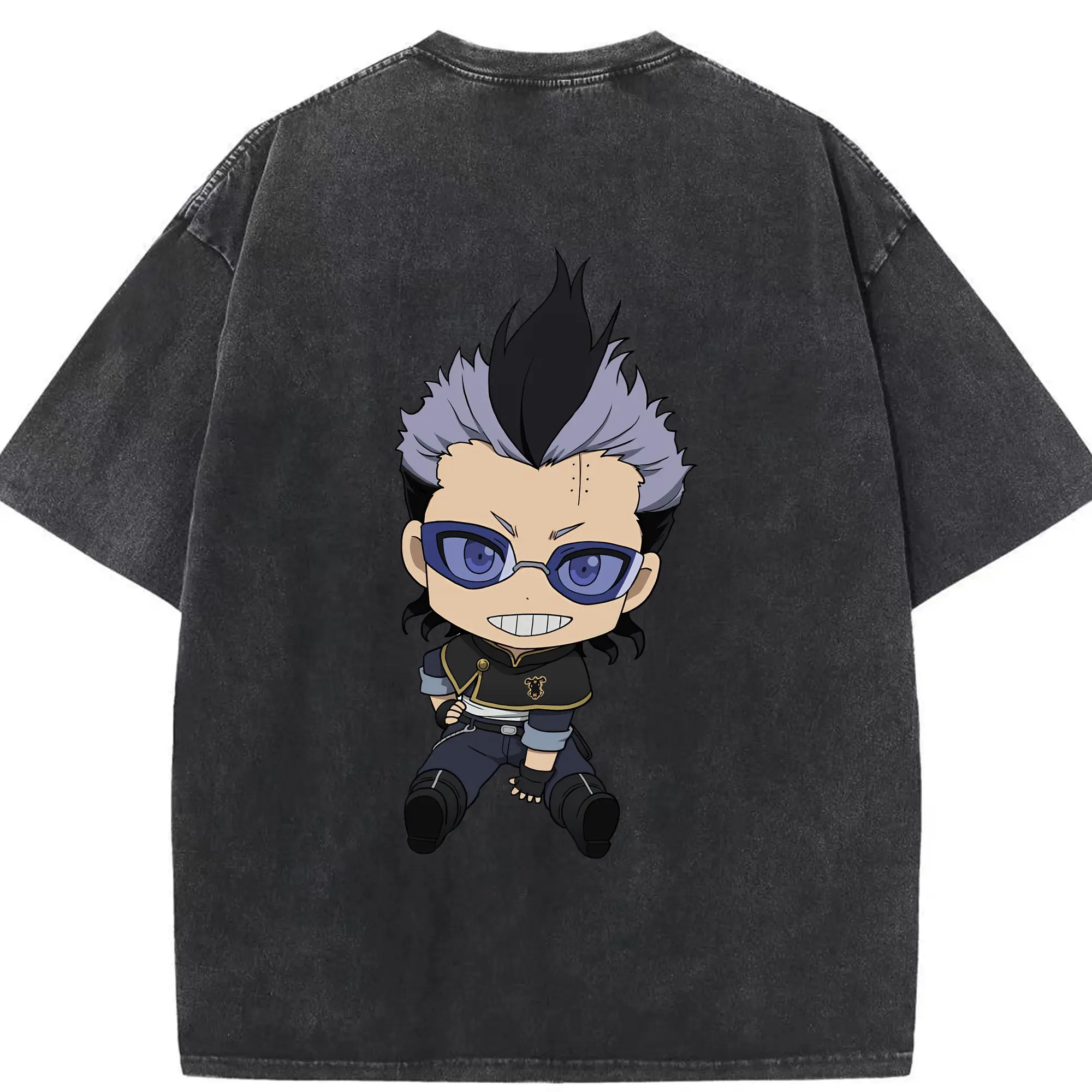 ブラッククローバー グッズ マグナ・スウィング - 綿100％ ヴィンテージ風 半袖Tシャツ ・ 背面プリント ・ 柔らか肌触り ・ 通気性 快適 ・ スポーツ カジュアル 外出用