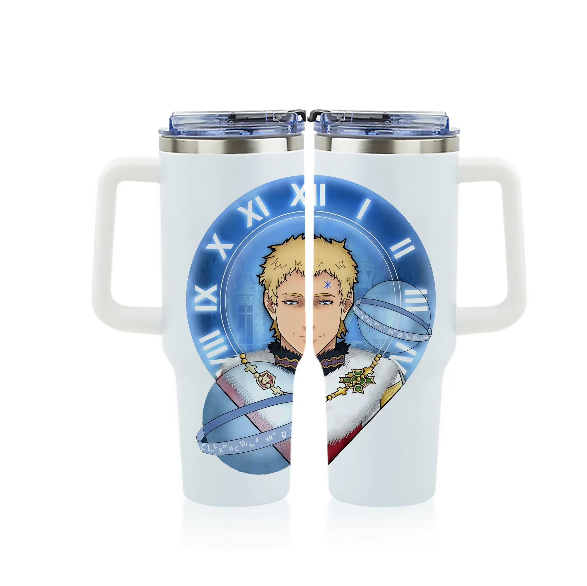 ブラッククローバー グッズ ユリウス・ノヴァクロノ - 1200mL フルプリント車用タンブラー ・ 304ステンレス 内側 ・ 201ステンレス 外側 ・ 保温 保冷 ・ 通勤 ドライブ アウトドア用