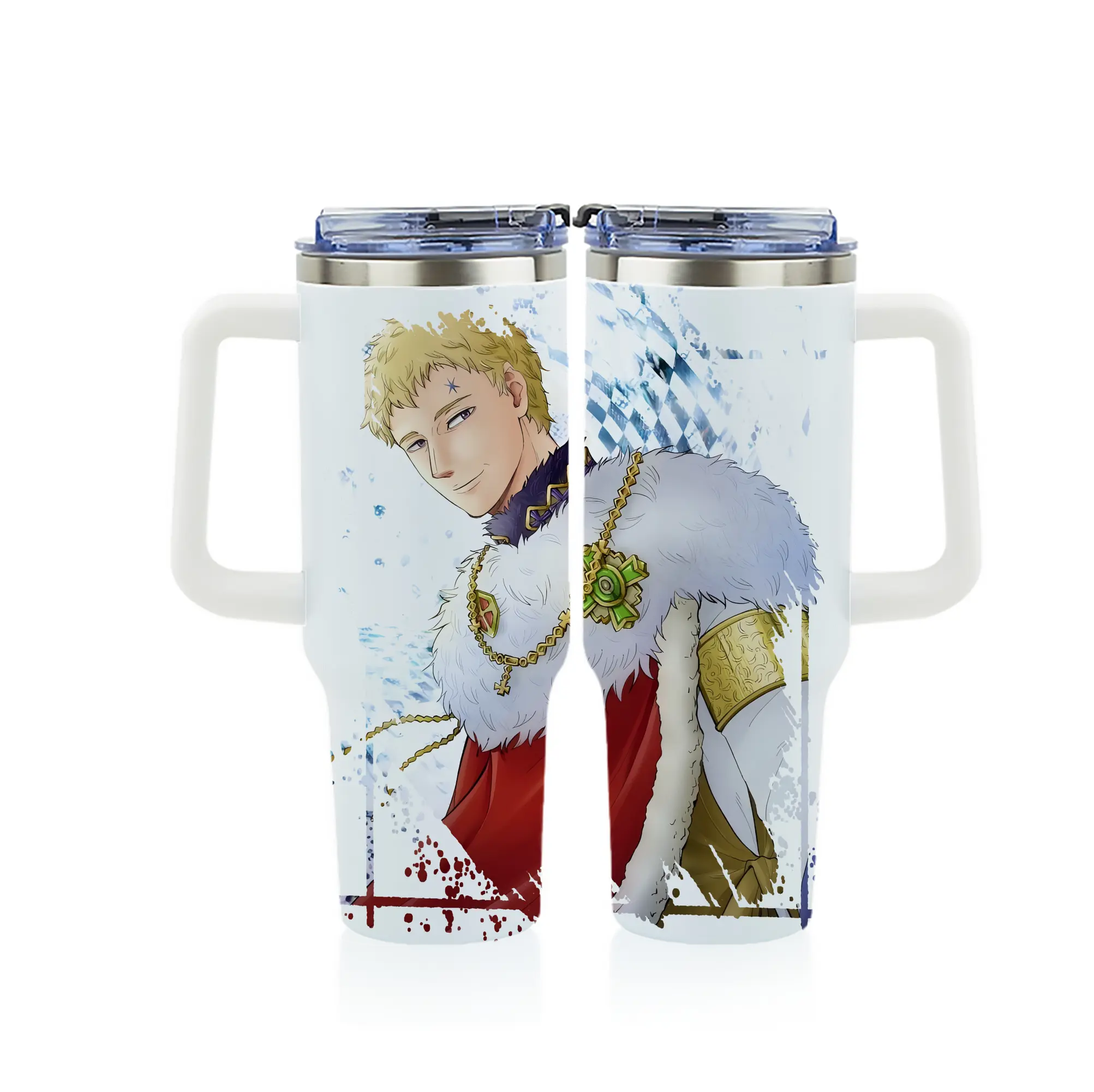 ブラッククローバー グッズ ユリウス・ノヴァクロノ - 1200mL フルプリント車用タンブラー ・ 304ステンレス 内側 ・ 201ステンレス 外側 ・ 保温 保冷 ・ 通勤 ドライブ アウトドア用