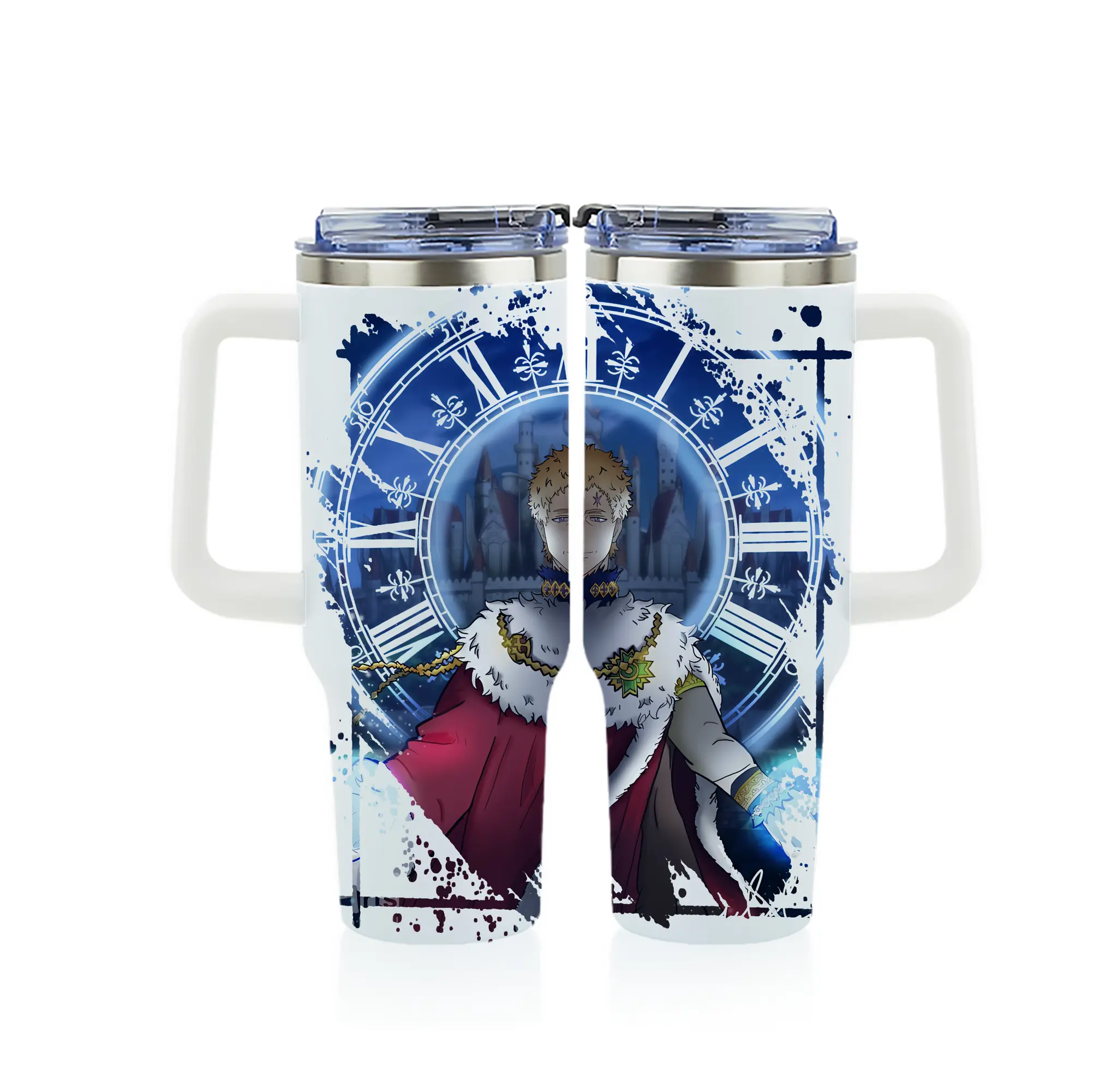 ブラッククローバー グッズ ユリウス・ノヴァクロノ - 1200mL フルプリント車用タンブラー ・ 304ステンレス 内側 ・ 201ステンレス 外側 ・ 保温 保冷 ・ 通勤 ドライブ アウトドア用