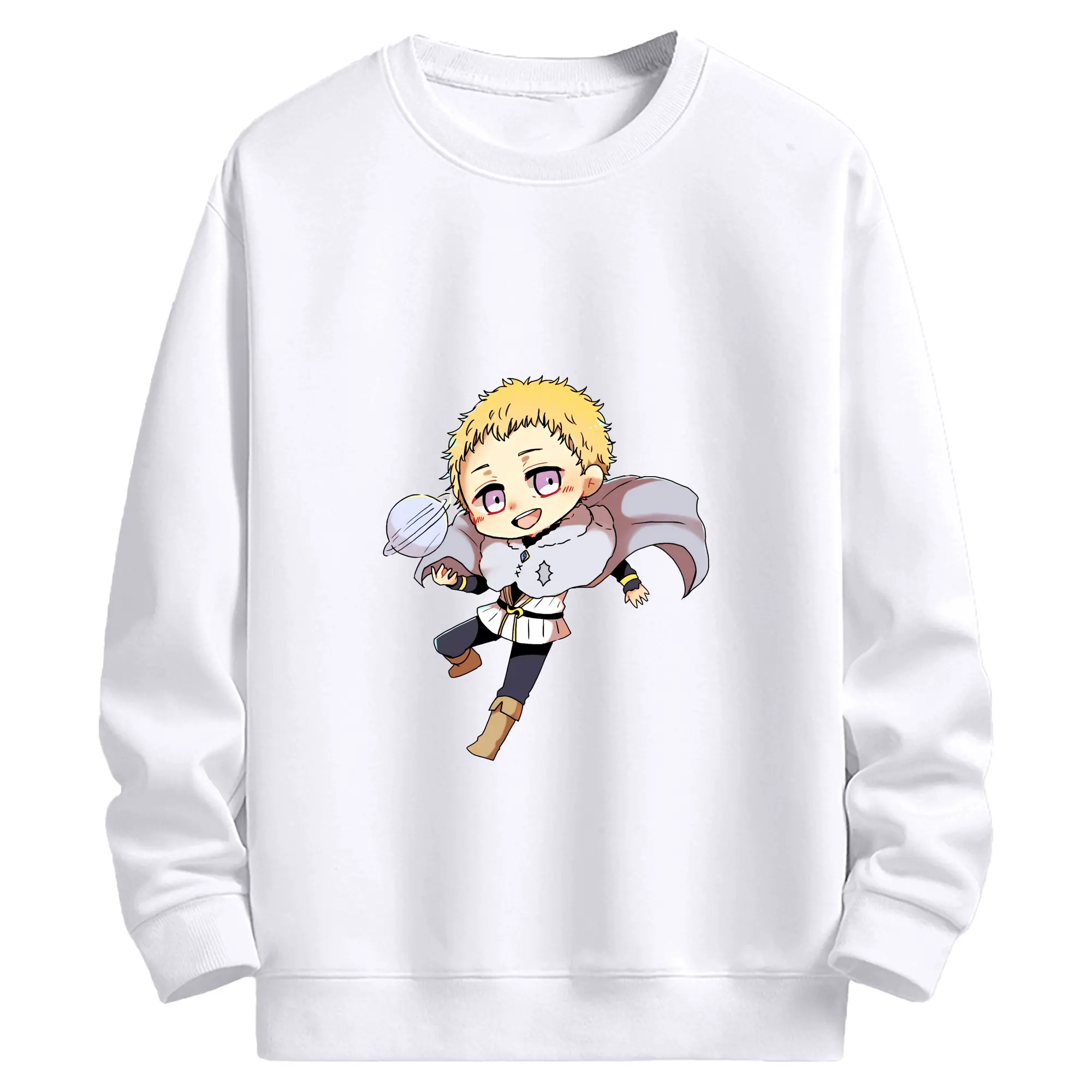 ブラッククローバー グッズ ユリウス・ノヴァクロノ - 高品質 クルーネック スウェット ・ コットン59％ ポリエステル41％ ・ ユニセックス 長袖 トレーナー ・ カジュアル デイリー スポーツ 散歩用