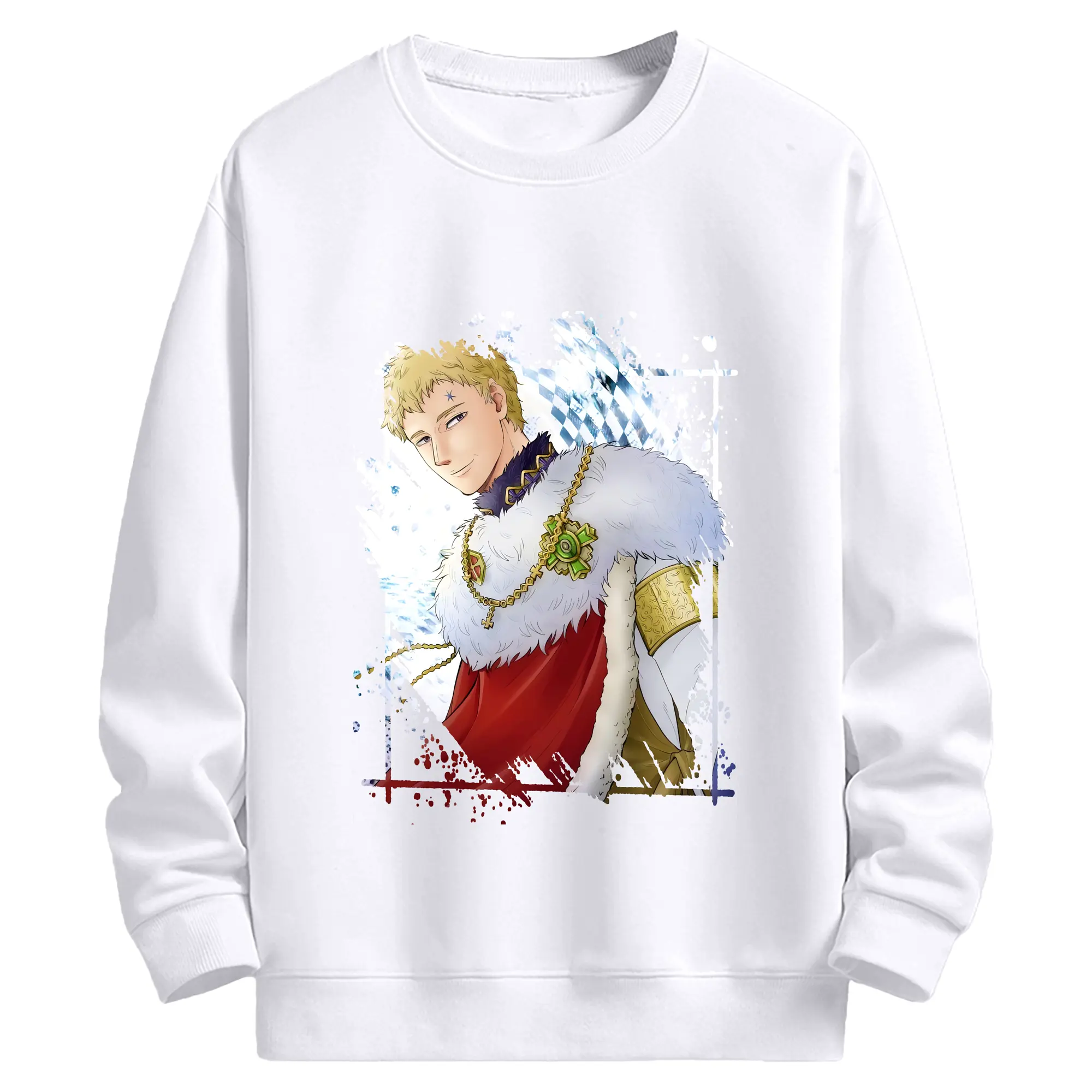 ブラッククローバー グッズ ユリウス・ノヴァクロノ - 高品質 クルーネック スウェット ・ コットン59％ ポリエステル41％ ・ ユニセックス 長袖 トレーナー ・ カジュアル デイリー スポーツ 散歩用