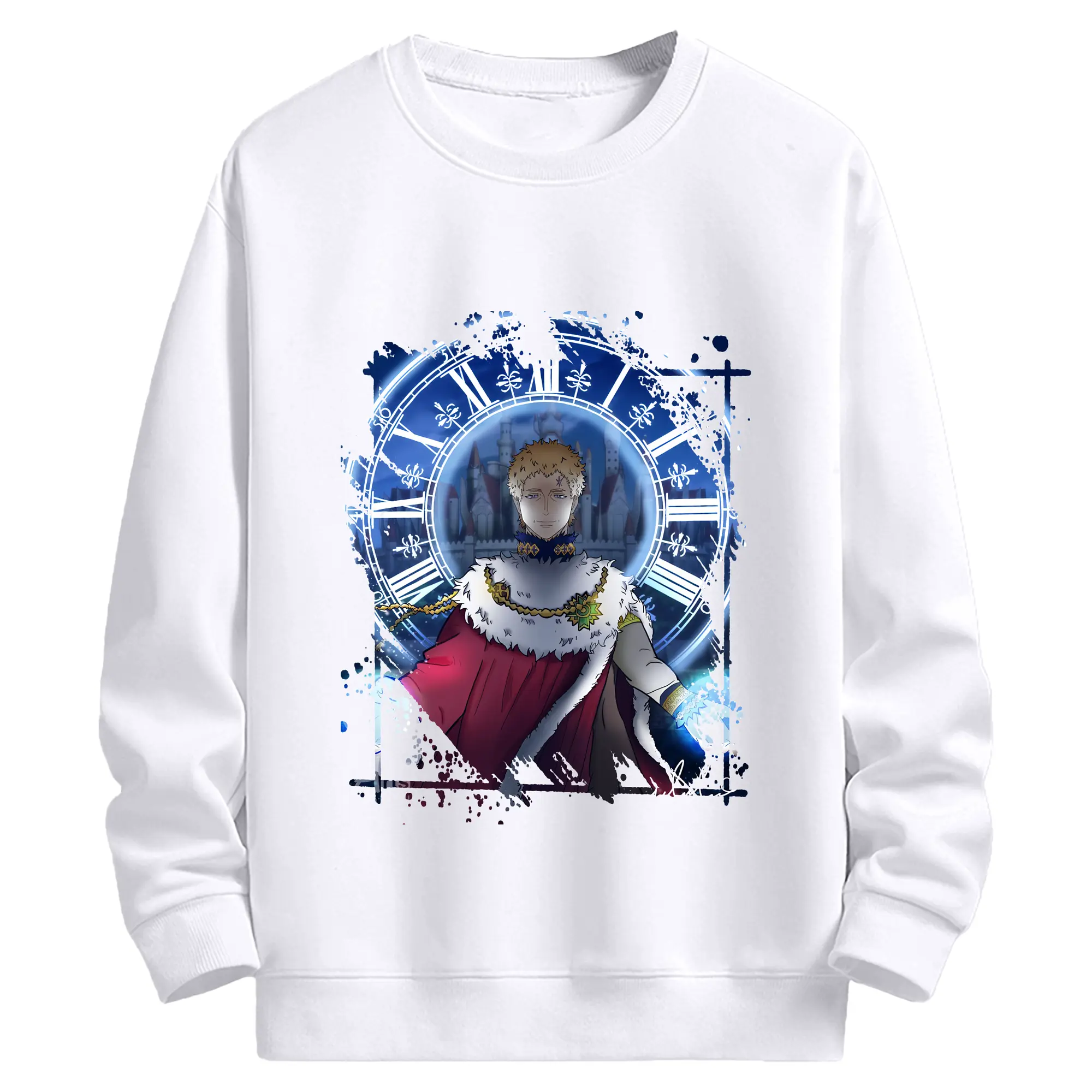 ブラッククローバー グッズ ユリウス・ノヴァクロノ - 高品質 クルーネック スウェット ・ コットン59％ ポリエステル41％ ・ ユニセックス 長袖 トレーナー ・ カジュアル デイリー スポーツ 散歩用