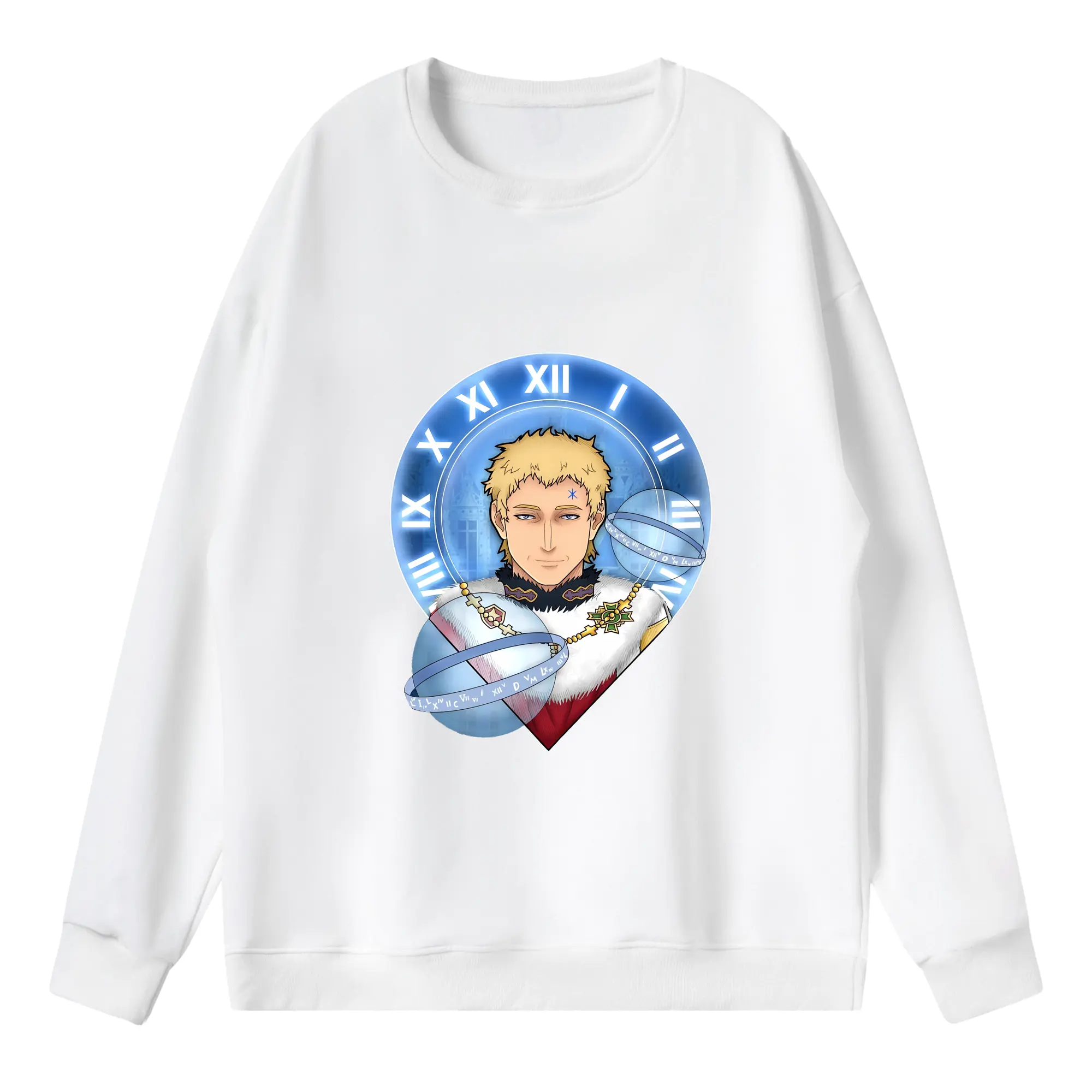 ブラッククローバー グッズ ユリウス・ノヴァクロノ - 薄手 クルーネック スウェット 裏毛260g · ポリエステル 春秋向け カジュアル 男女兼用 · トレーナー デイリー スポーツ 散歩に最適