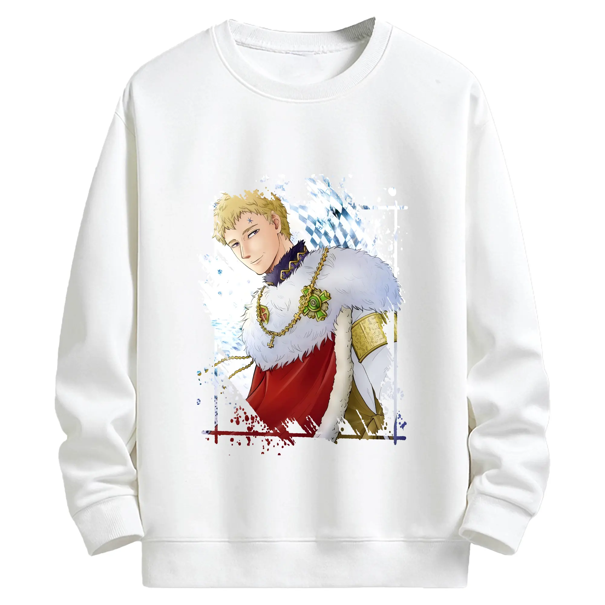 ブラッククローバー グッズ ユリウス・ノヴァクロノ - キッズ クルーネックスウェットシャツ ・ フロントプリント ・ 綿80％ ポリエステル20％ ・ 快適 通学 スポーツ 日常使い お散歩用