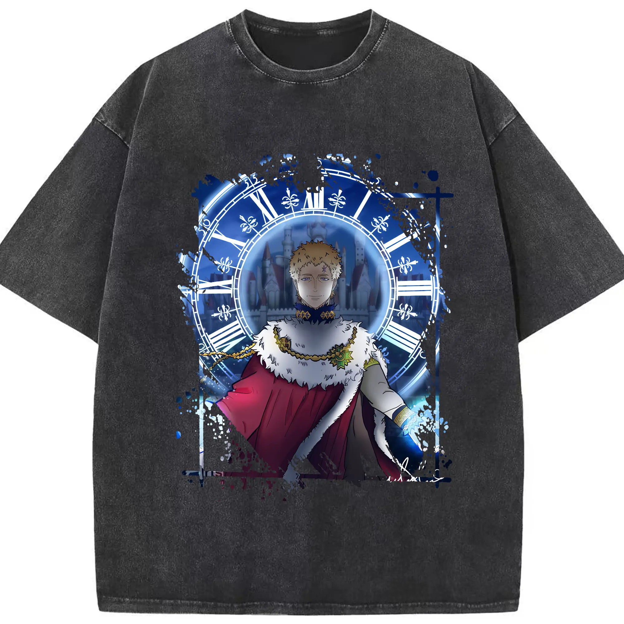 ブラッククローバー グッズ ユリウス・ノヴァクロノ - 綿100％ ヴィンテージ風 半袖Tシャツ ・ フロントプリント ・ 柔らか肌触り ・ 通気性 快適 ・ スポーツ カジュアル 外出用
