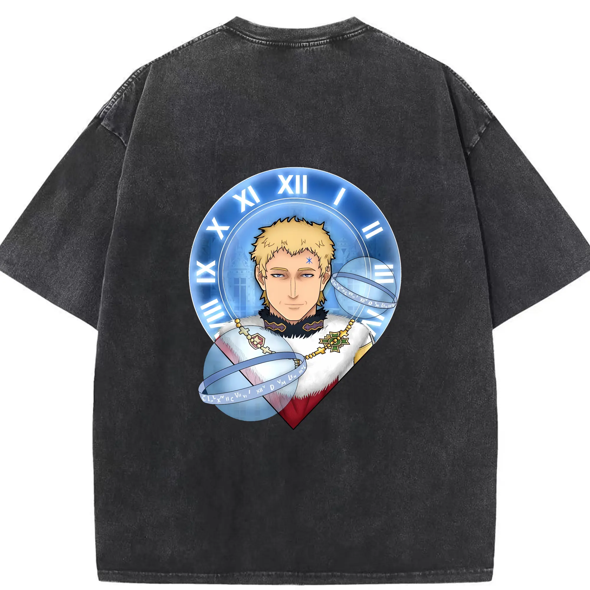 ブラッククローバー グッズ ユリウス・ノヴァクロノ - 綿100％ ヴィンテージ風 半袖Tシャツ ・ 背面プリント ・ 柔らか肌触り ・ 通気性 快適 ・ スポーツ カジュアル 外出用