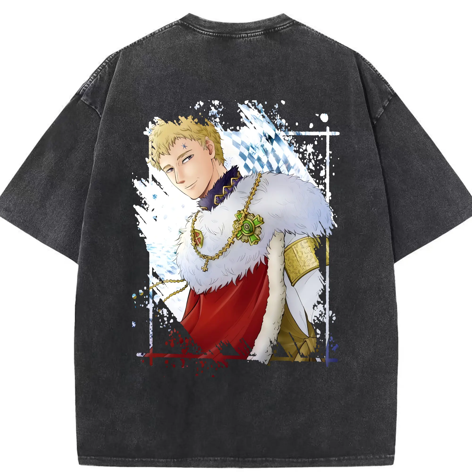 ブラッククローバー グッズ ユリウス・ノヴァクロノ - 綿100％ ヴィンテージ風 半袖Tシャツ ・ 背面プリント ・ 柔らか肌触り ・ 通気性 快適 ・ スポーツ カジュアル 外出用