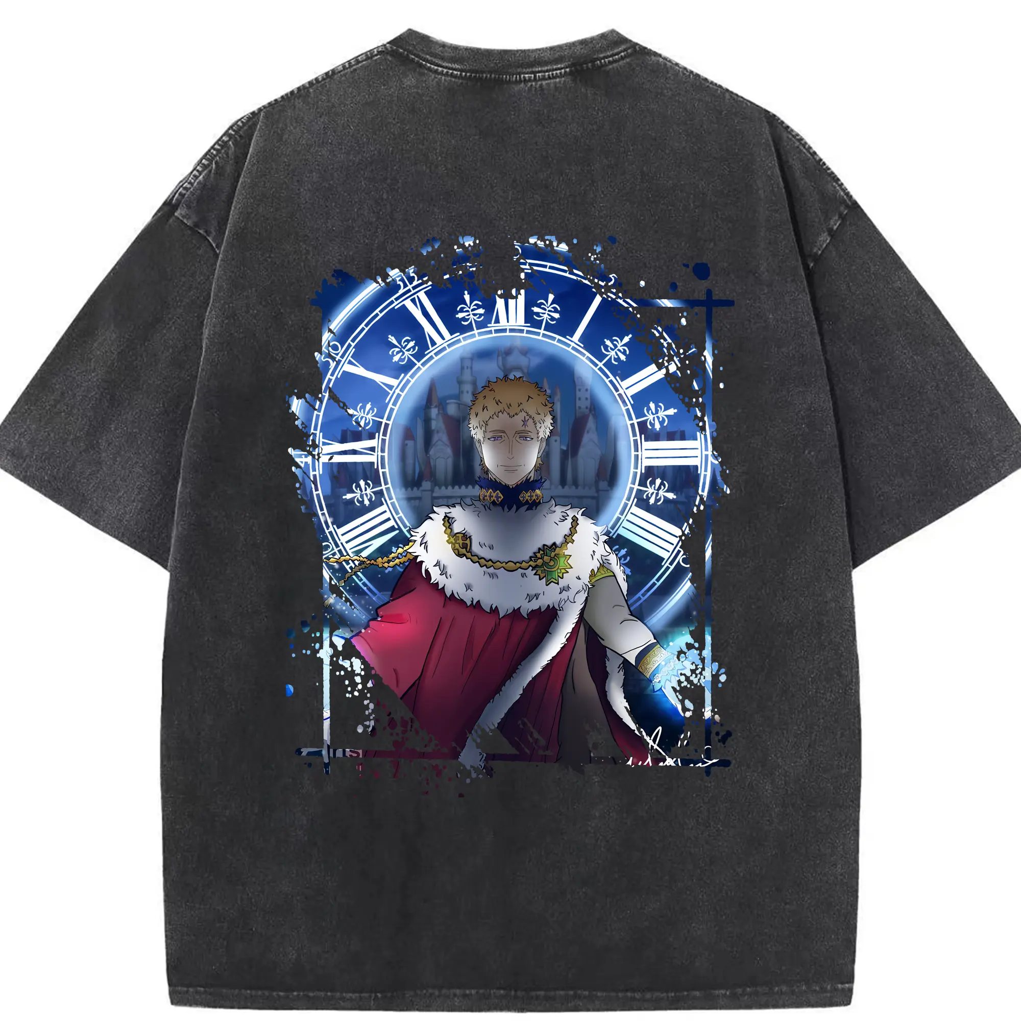 ブラッククローバー グッズ ユリウス・ノヴァクロノ - 綿100％ ヴィンテージ風 半袖Tシャツ ・ 背面プリント ・ 柔らか肌触り ・ 通気性 快適 ・ スポーツ カジュアル 外出用