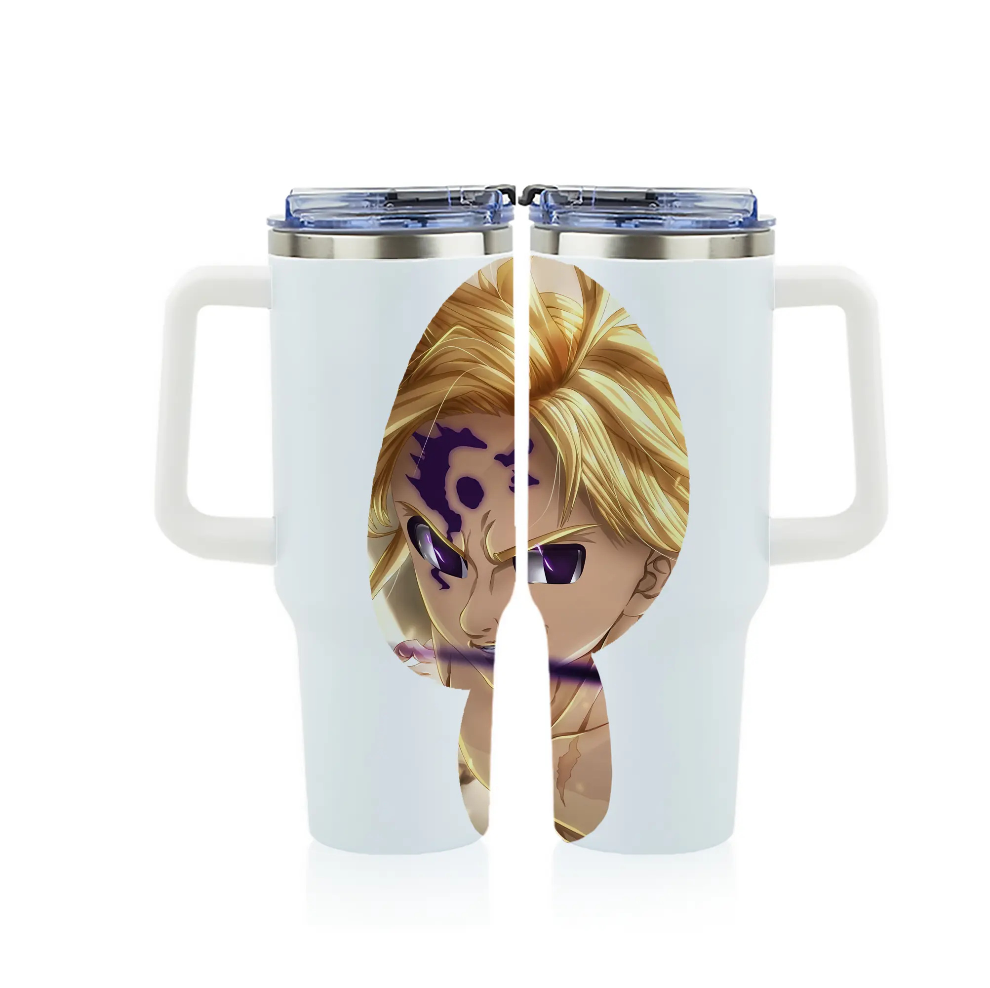 七つの大罪 グッズ メリオダス - 1200mL フルプリント車用タンブラー ・ 304ステンレス 内側 ・ 201ステンレス 外側 ・ 保温 保冷 ・ 通勤 ドライブ アウトドア用