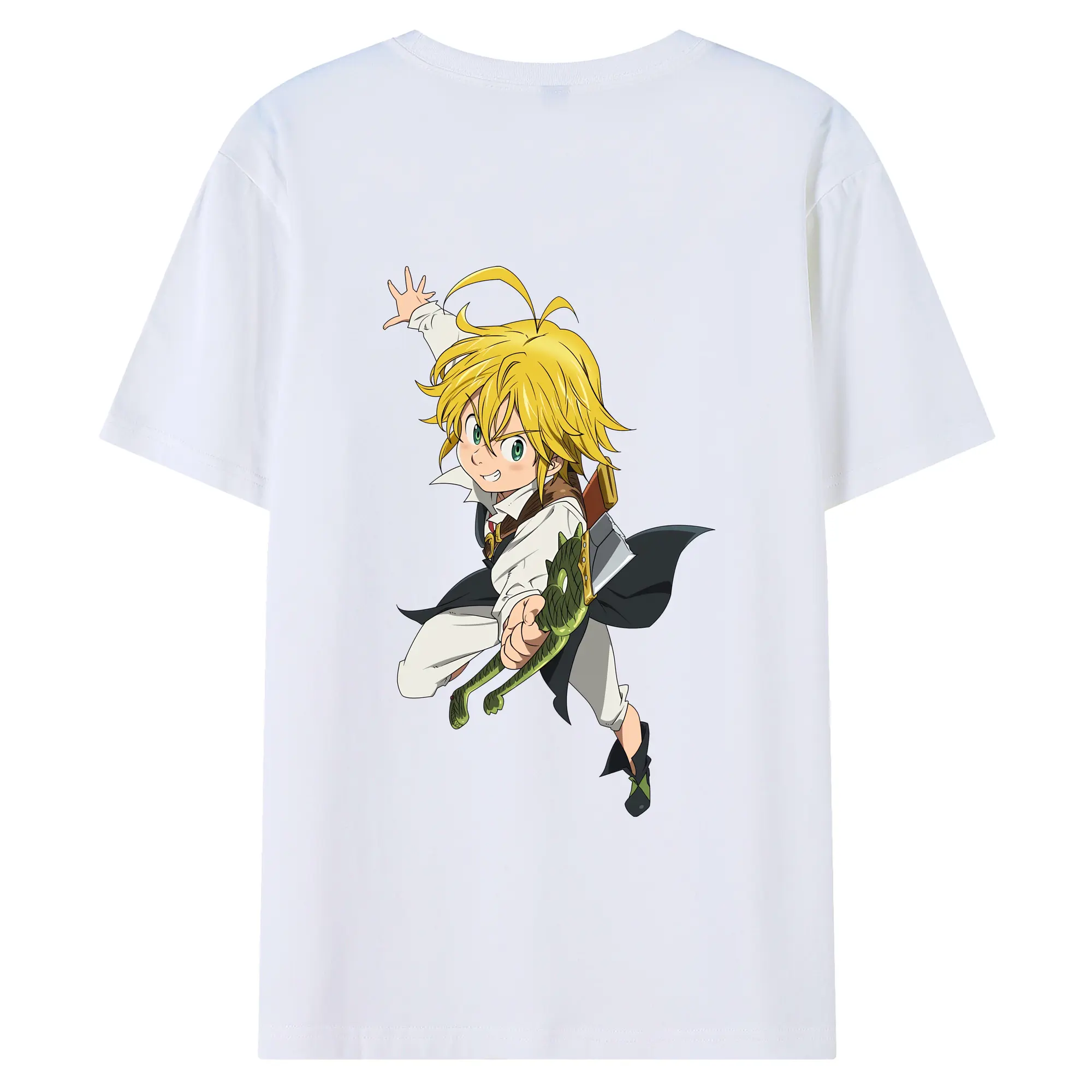 七つの大罪 グッズ メリオダス - 綿100％ 半袖Tシャツ ・ バックプリント ・ 快適 通気性 ・ 日常使い 散歩 スポーツ用