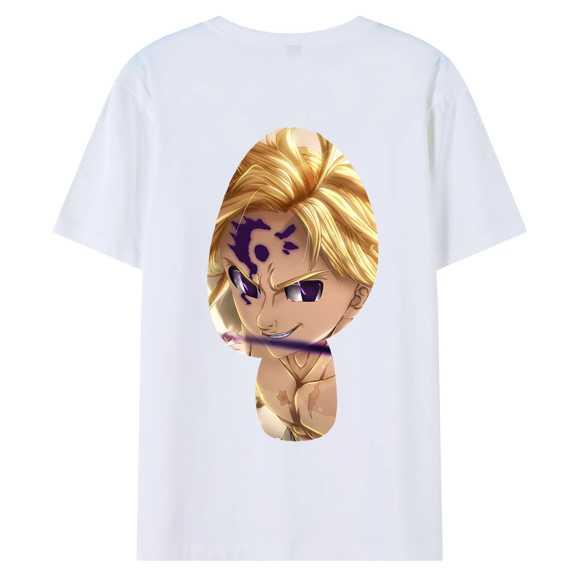 七つの大罪 グッズ メリオダス - 綿100％ 半袖Tシャツ ・ バックプリント ・ 快適 通気性 ・ 日常使い 散歩 スポーツ用