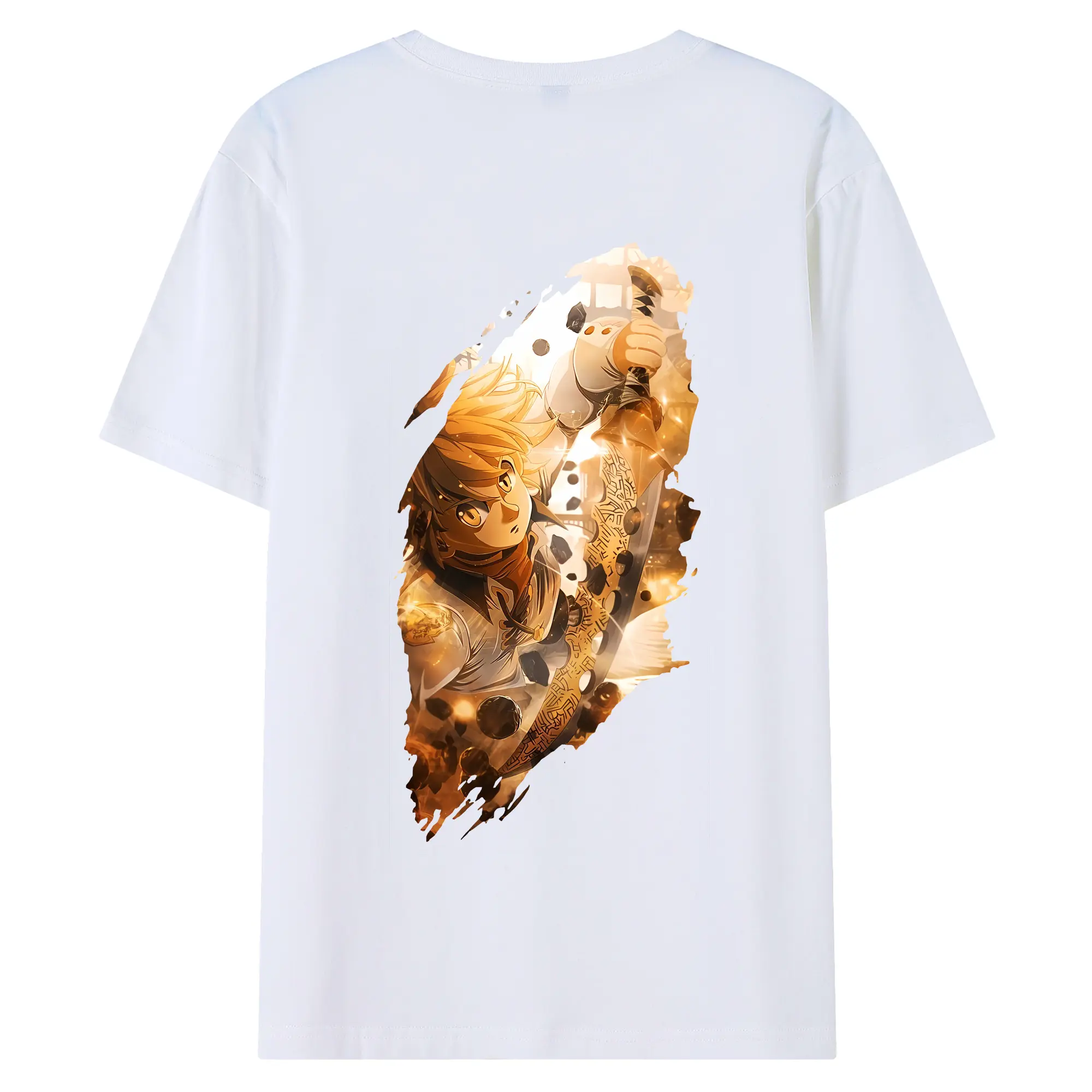 七つの大罪 グッズ メリオダス - 綿100％ 半袖Tシャツ ・ バックプリント ・ 快適 通気性 ・ 日常使い 散歩 スポーツ用