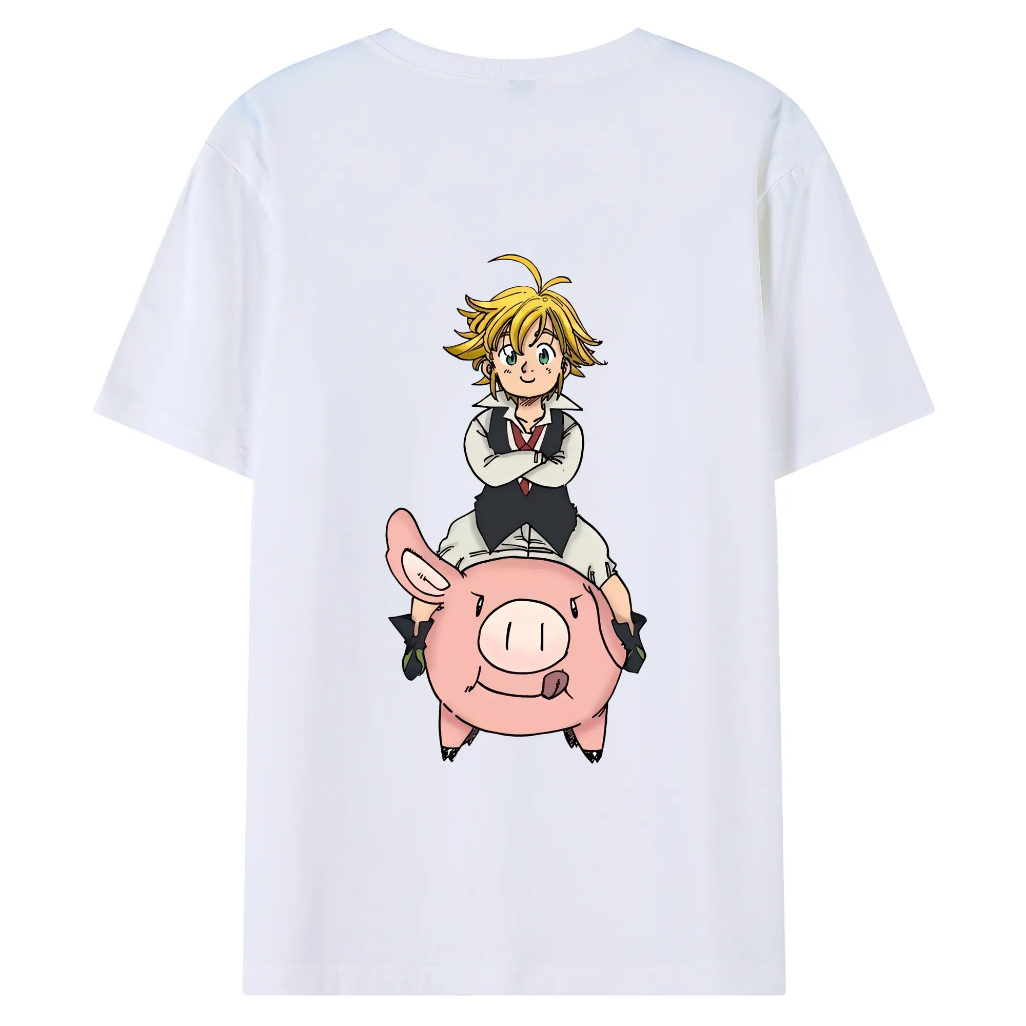 七つの大罪 グッズ メリオダス - 綿100％ 半袖Tシャツ ・ バックプリント ・ 快適 通気性 ・ 日常使い 散歩 スポーツ用