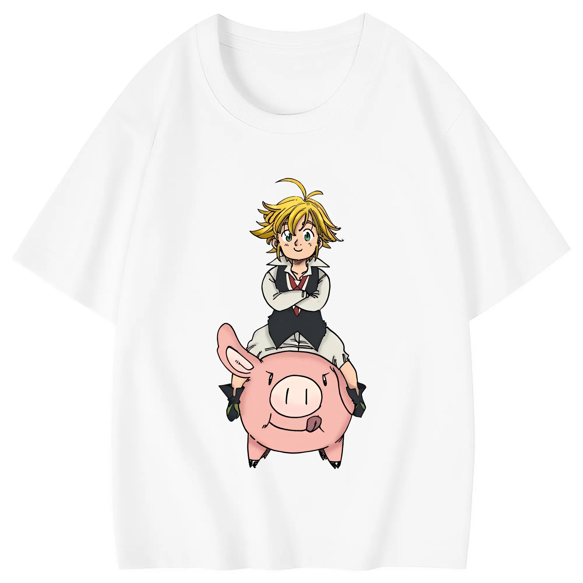 七つの大罪 グッズ メリオダス - 綿100％ キッズTシャツ ・ フロントプリント ・ 快適 通気性 ・ スポーツ カジュアル 散歩用