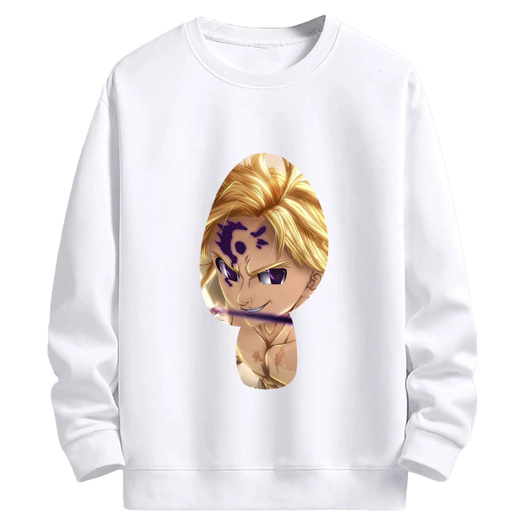 七つの大罪 グッズ メリオダス - 高品質 クルーネック スウェット ・ コットン59％ ポリエステル41％ ・ ユニセックス 長袖 トレーナー ・ カジュアル デイリー スポーツ 散歩用