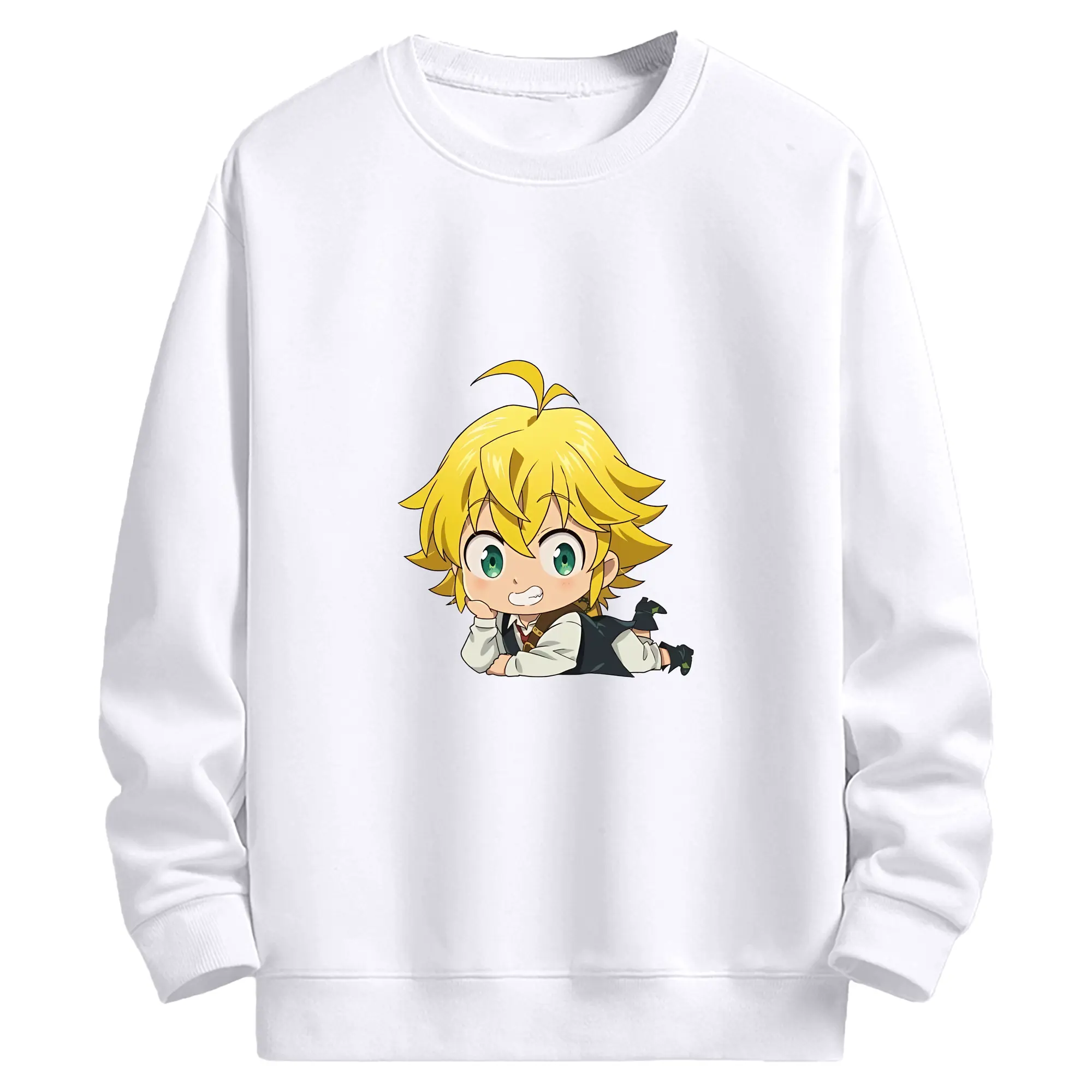 七つの大罪 グッズ メリオダス - 高品質 クルーネック スウェット ・ コットン59％ ポリエステル41％ ・ ユニセックス 長袖 トレーナー ・ カジュアル デイリー スポーツ 散歩用